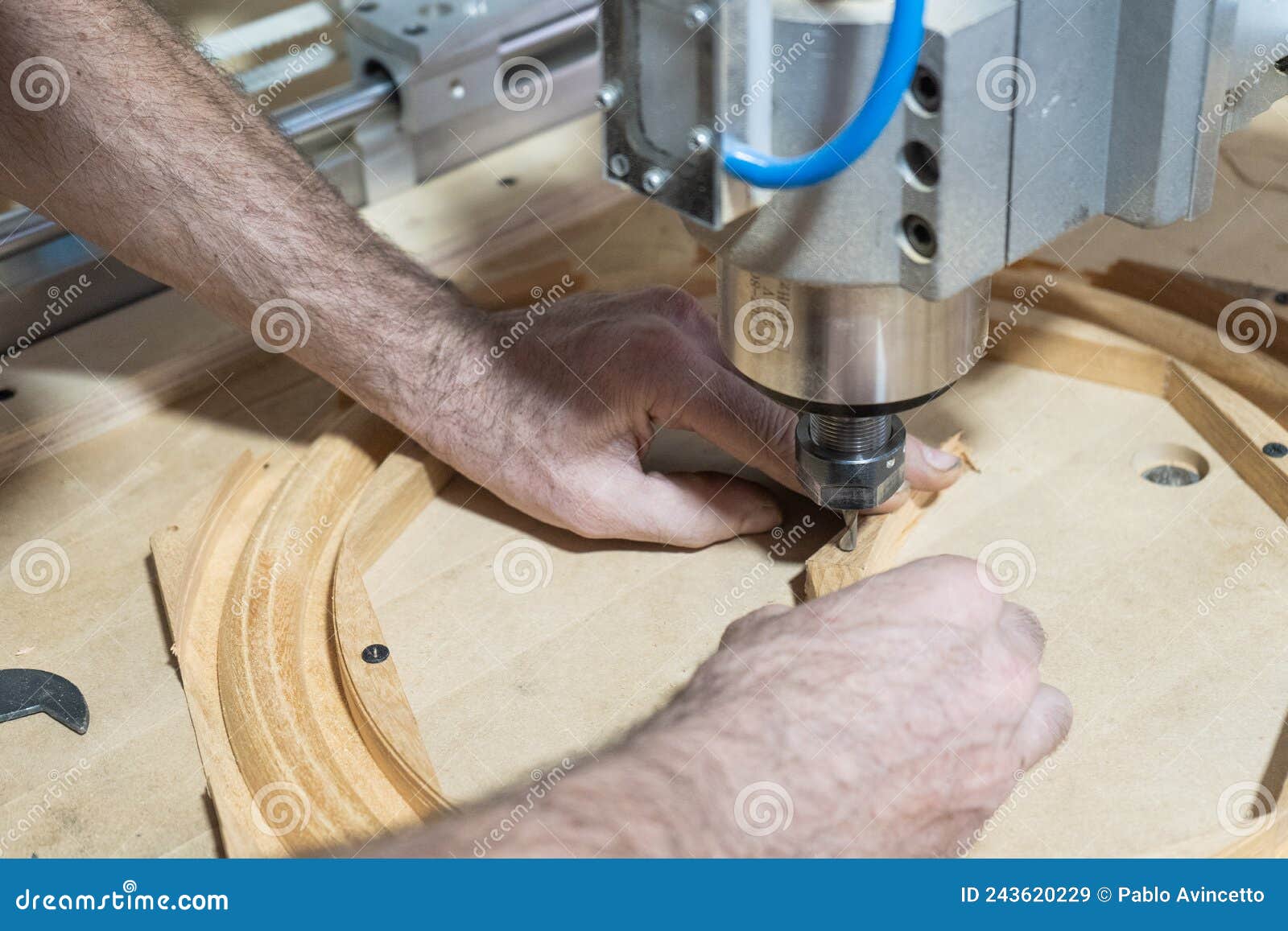 Man S Hands Milling Machine for Wood Cutting Stock Image Image of