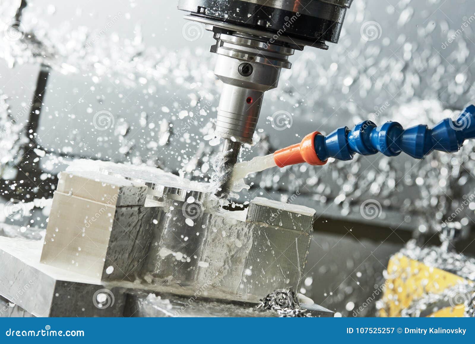 milling metalworking process. industrial cnc metal machining by vertical mill