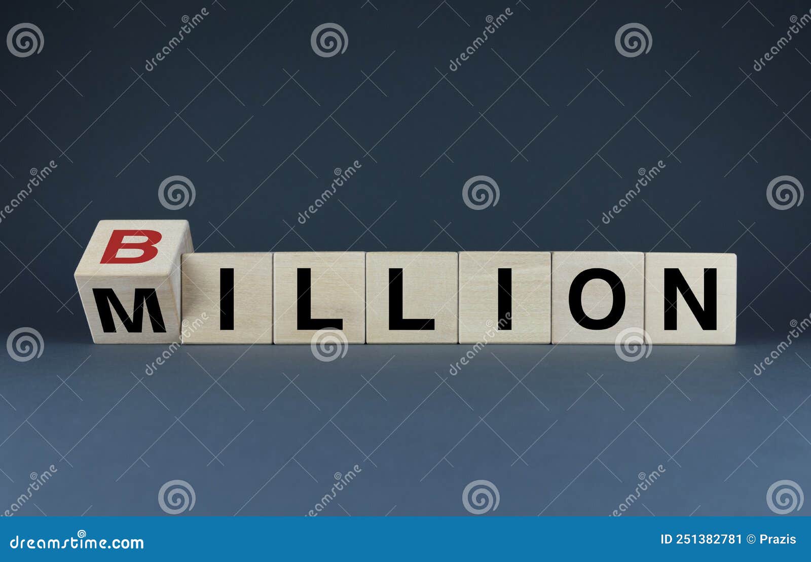 million or billion. cubes form words - million or billion