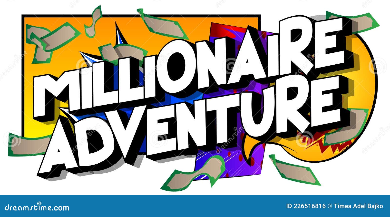 Millionaire Adventure - Comic Book Word Stock Vector - Illustration of