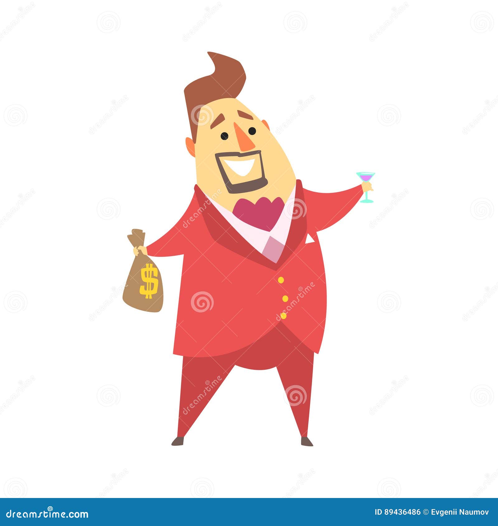Millionaire Rich Man Running Away With Big Bag Of Money, Bills Falling