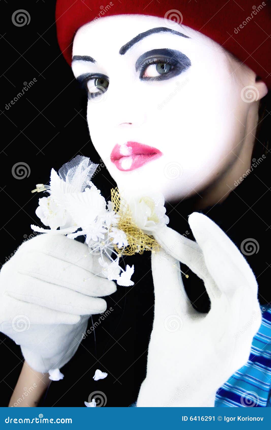 Mime with a flower stock image. Image of theatre, theatrical 6416291