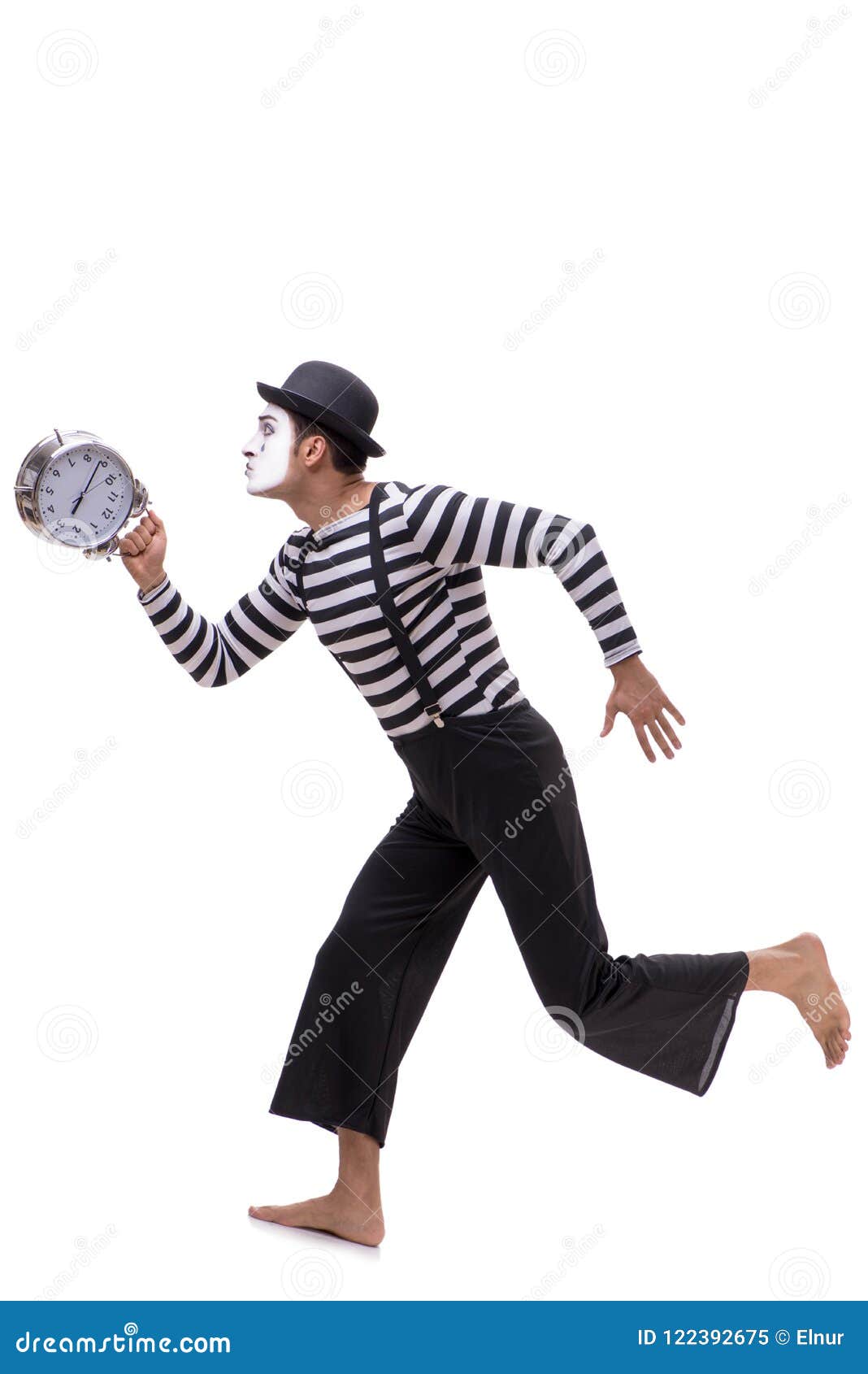 The Mime in Time Management Concept Isolated on White Background Stock ...