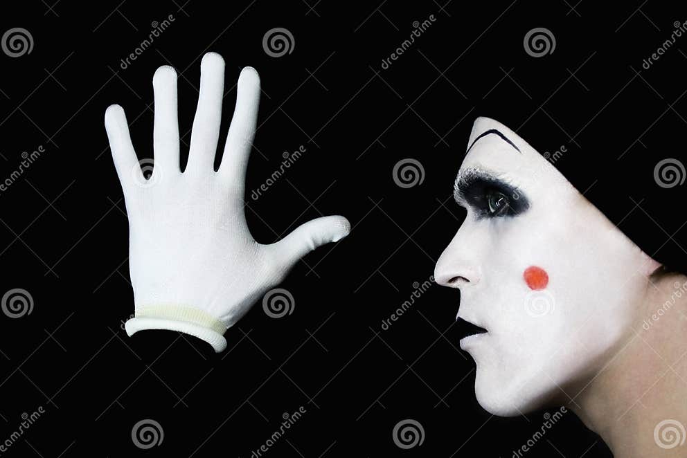 Mime in white gloves stock image. Image of spots, isolated 8628331