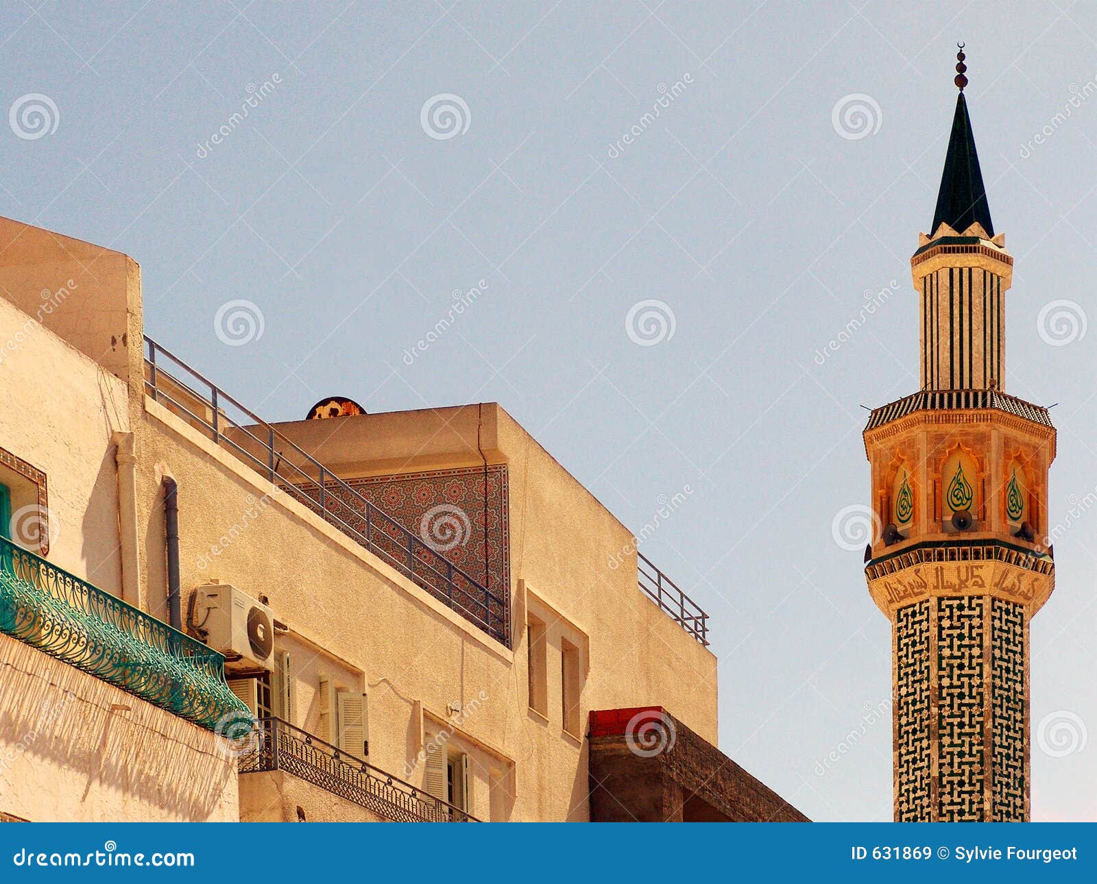 minaret in hammamet, tunisia
