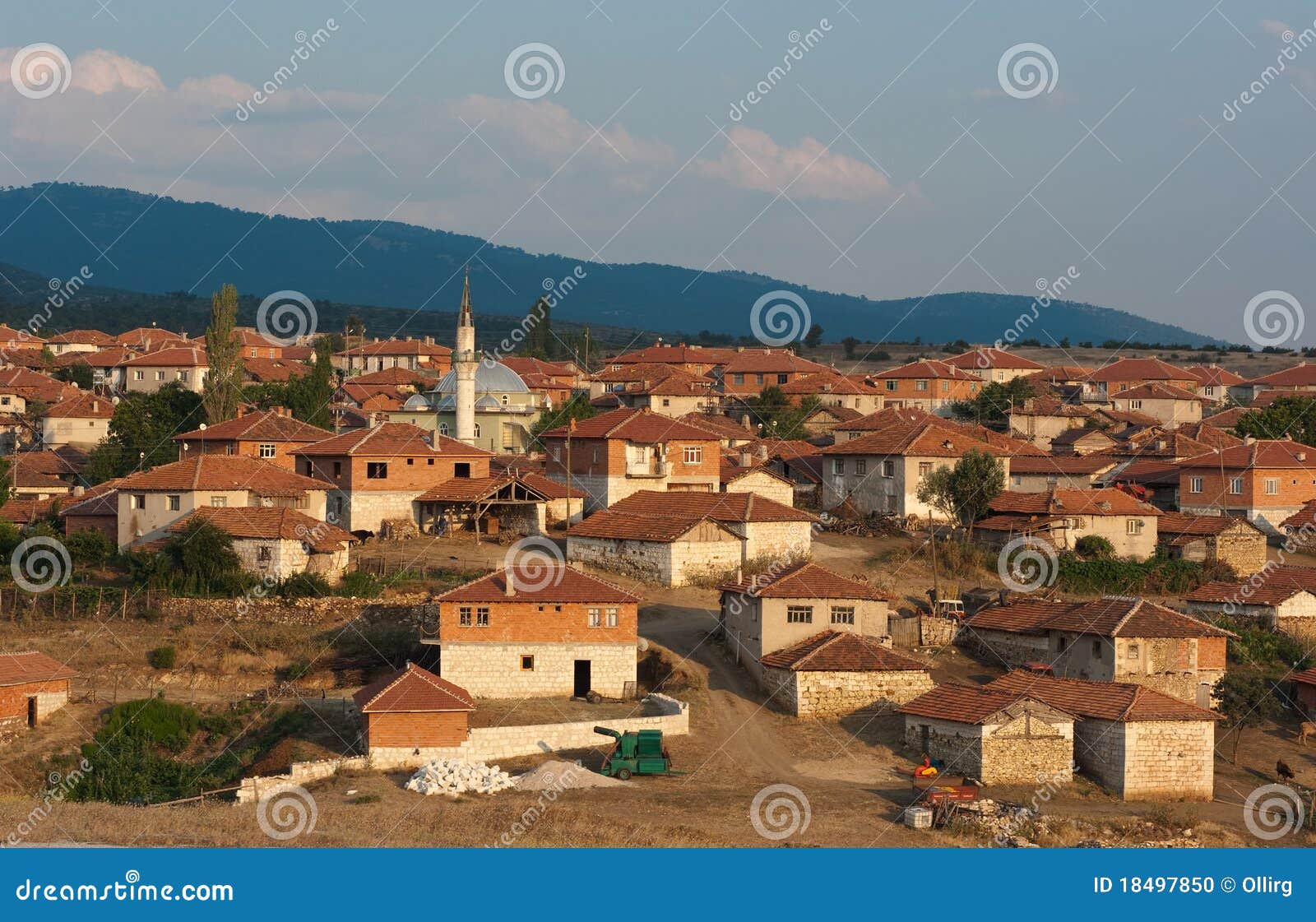 minaret in rural village of anatolia, turkey