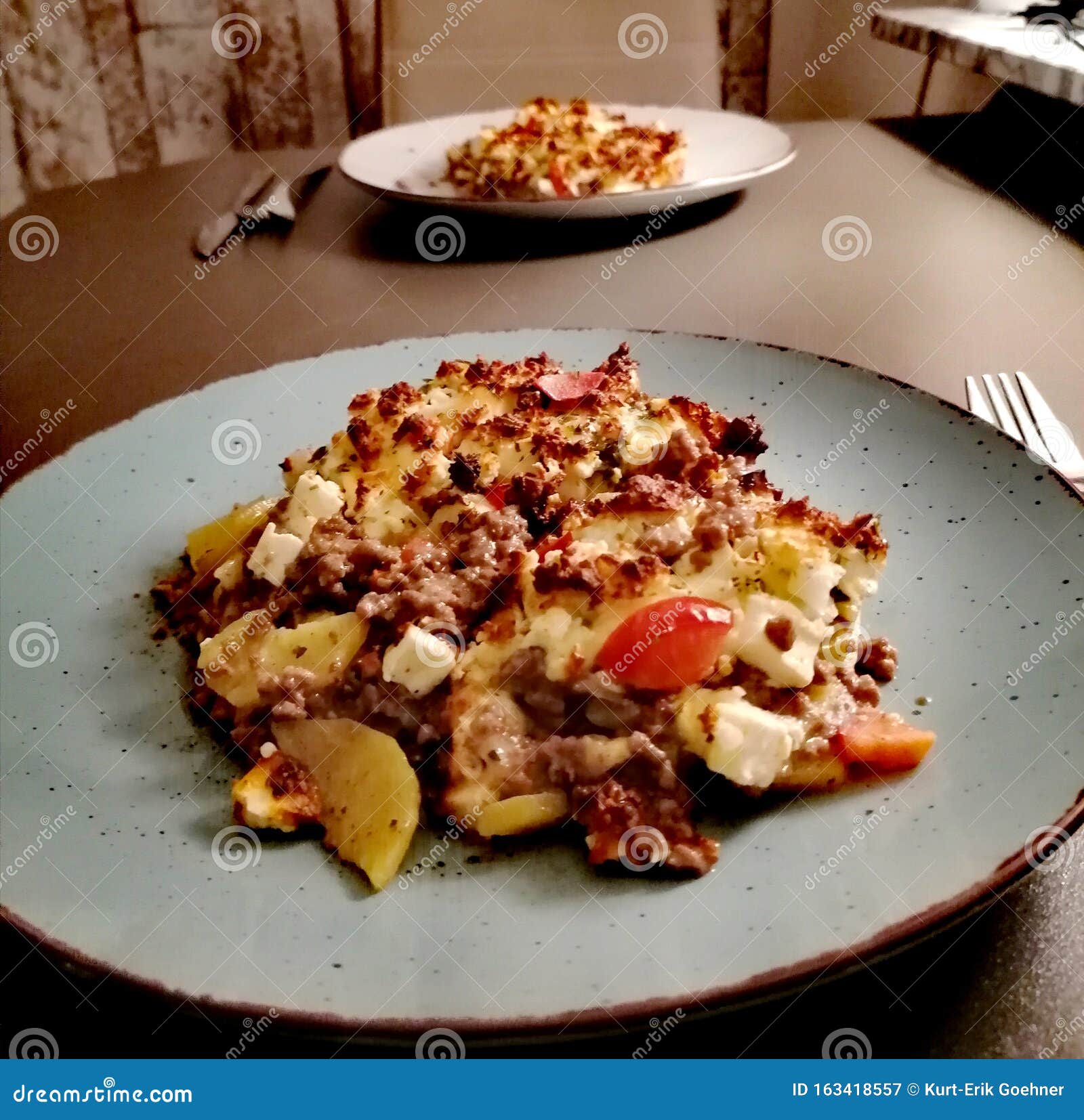 Mince and Potato Casserole with Gratinated Cheese Stock Image Image