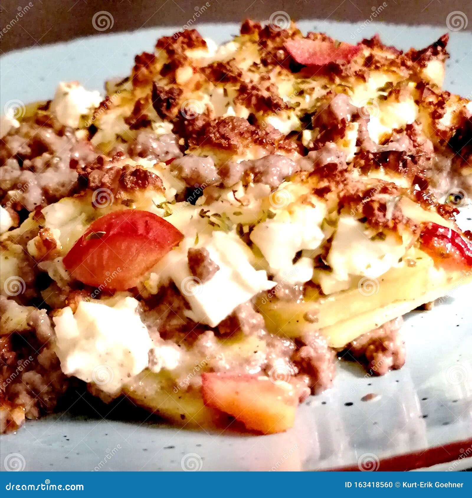 Mince and Potato Casserole with Gratinated Cheese Stock Photo Image