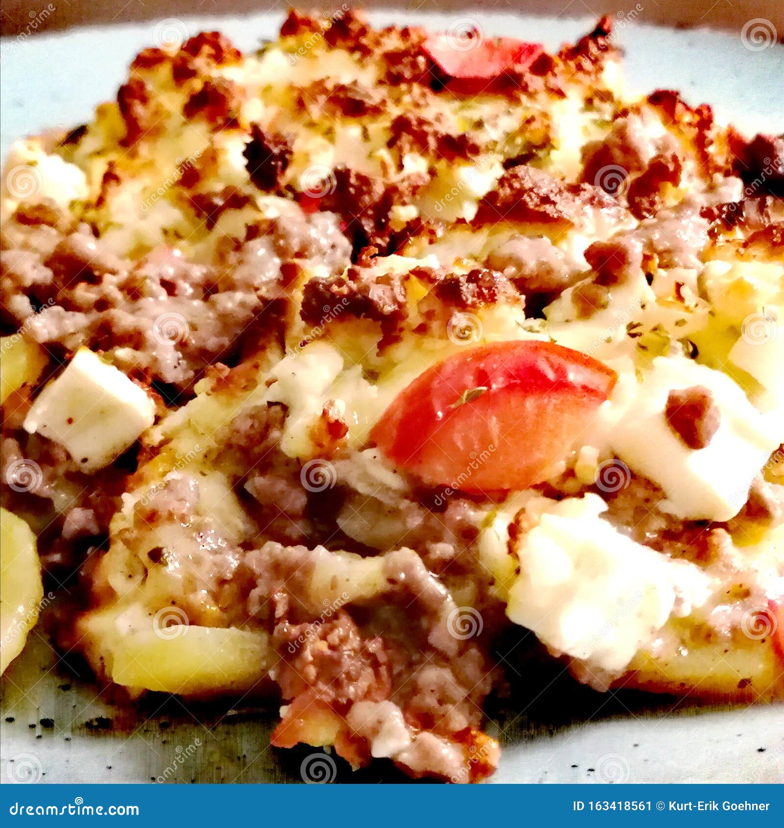 Mince and Potato Casserole with Gratinated Cheese Stock Image Image