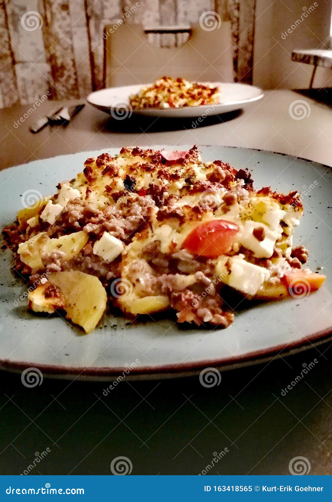 Mince and Potato Casserole with Gratinated Cheese Stock Image Image