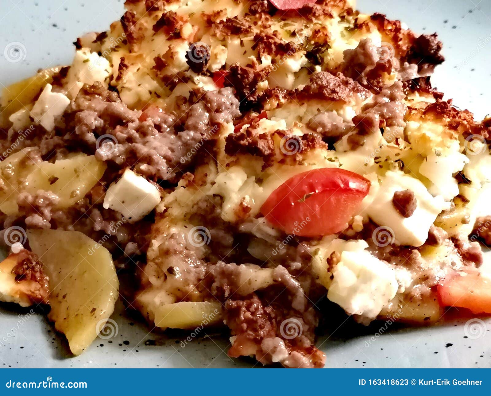 Mince and Potato Casserole with Gratinated Cheese Stock Image Image