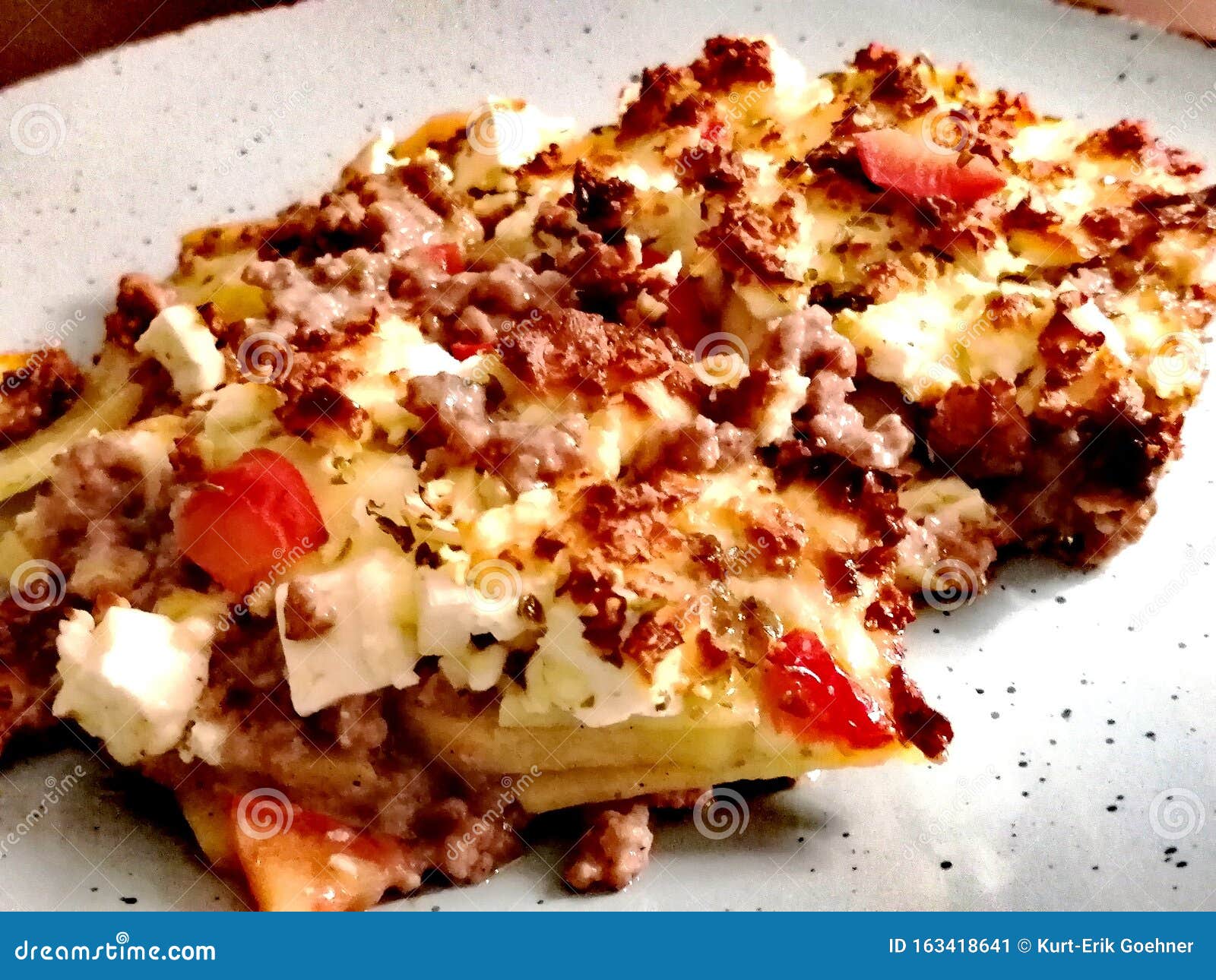 Mince and Potato Casserole with Gratinated Cheese Stock Image Image