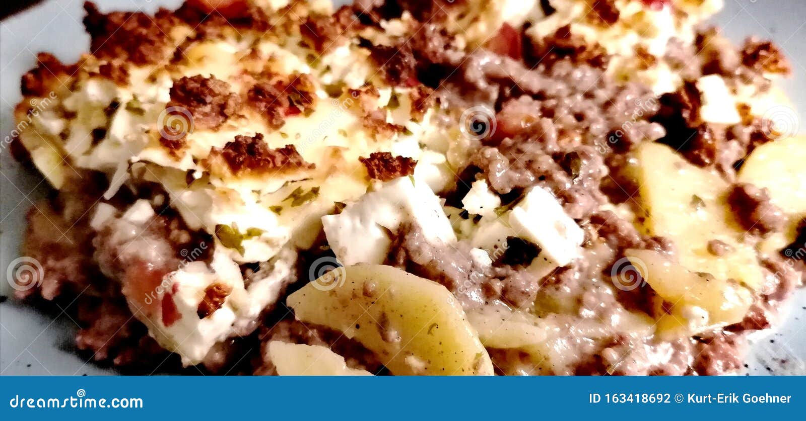 Mince and Potato Casserole with Gratinated Cheese Stock Photo Image