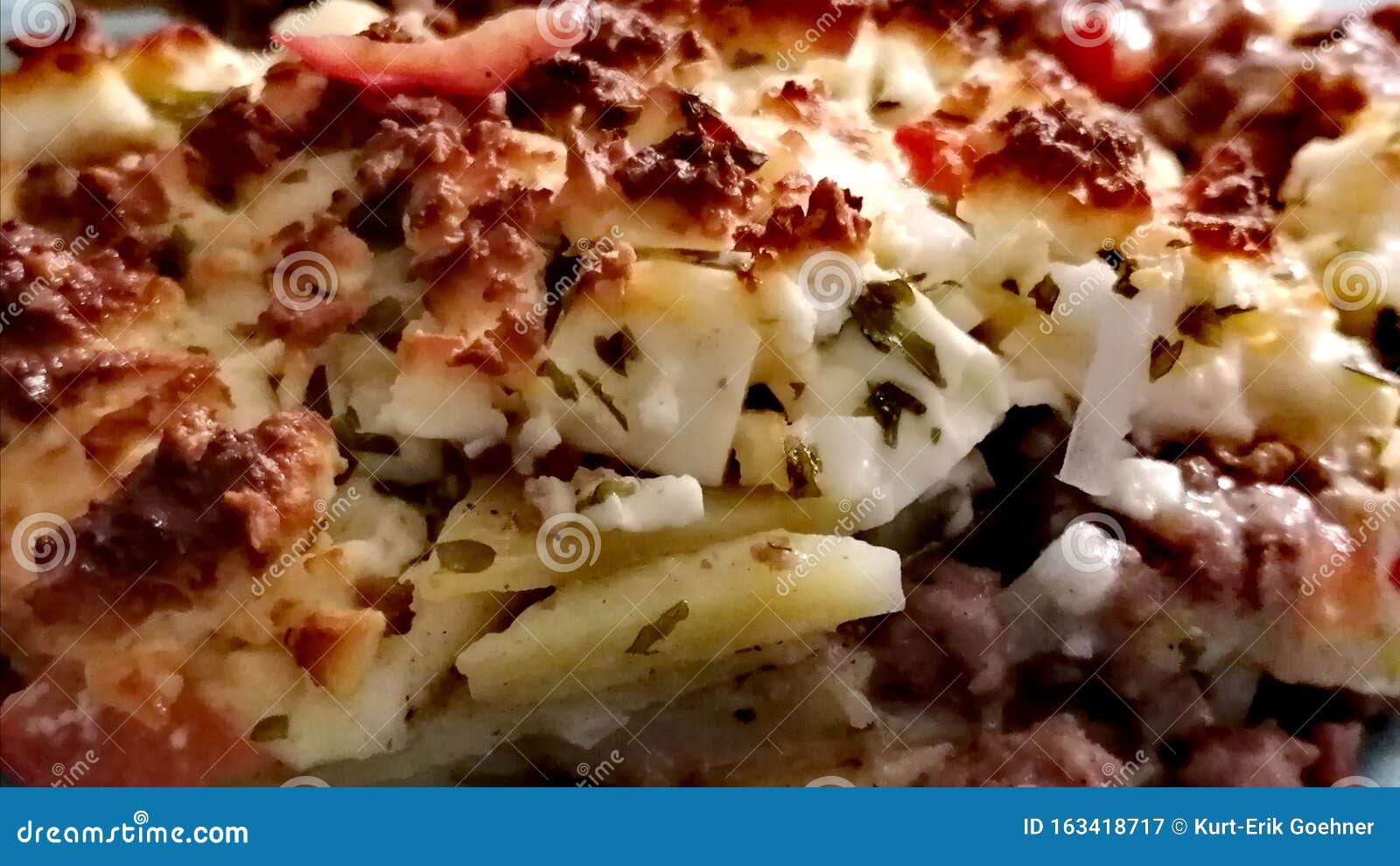 Mince and Potato Casserole with Gratinated Cheese Stock Image Image
