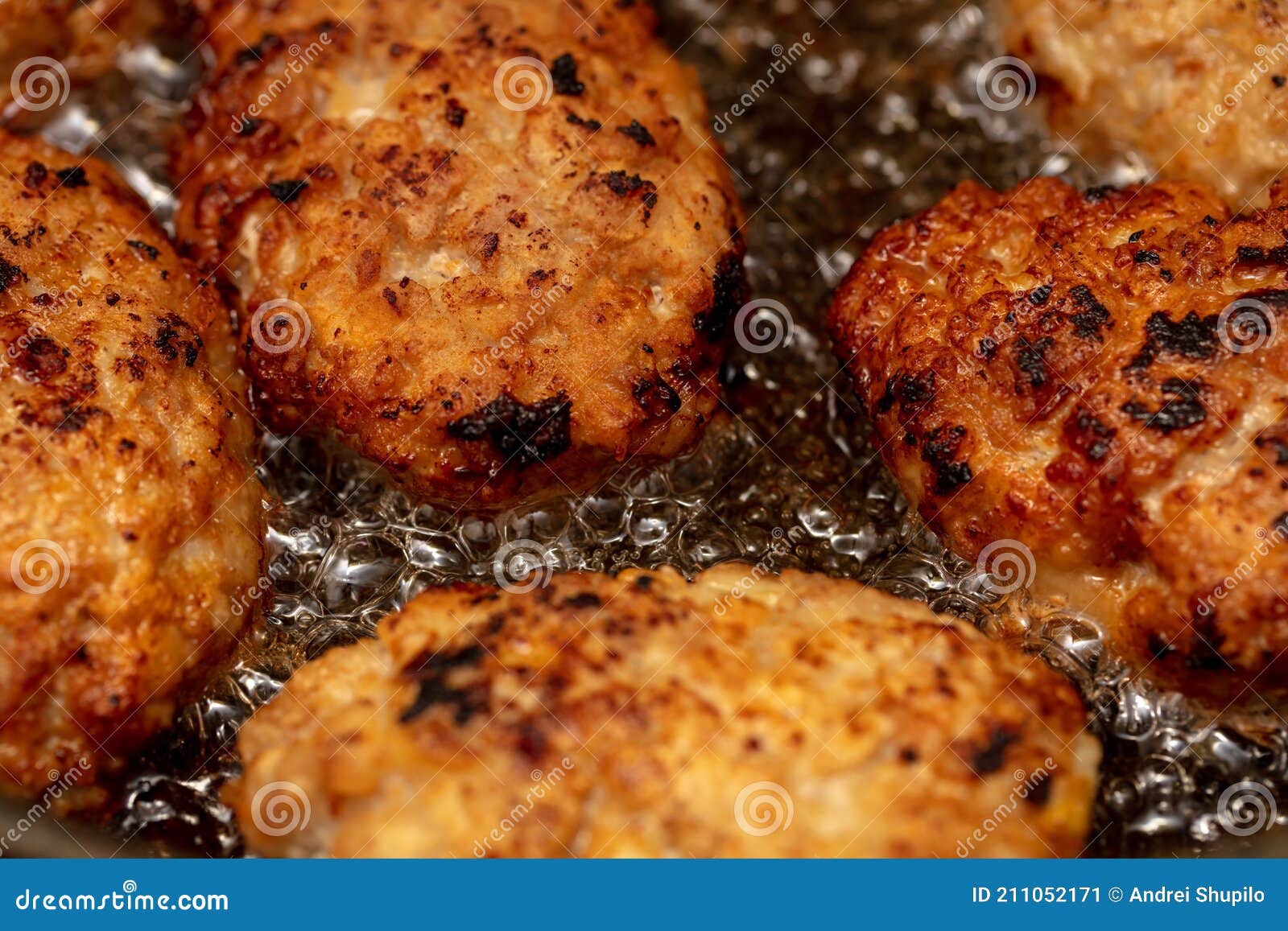 Minced Beef Cutlets are Fried in a Pan Stock Image Image of