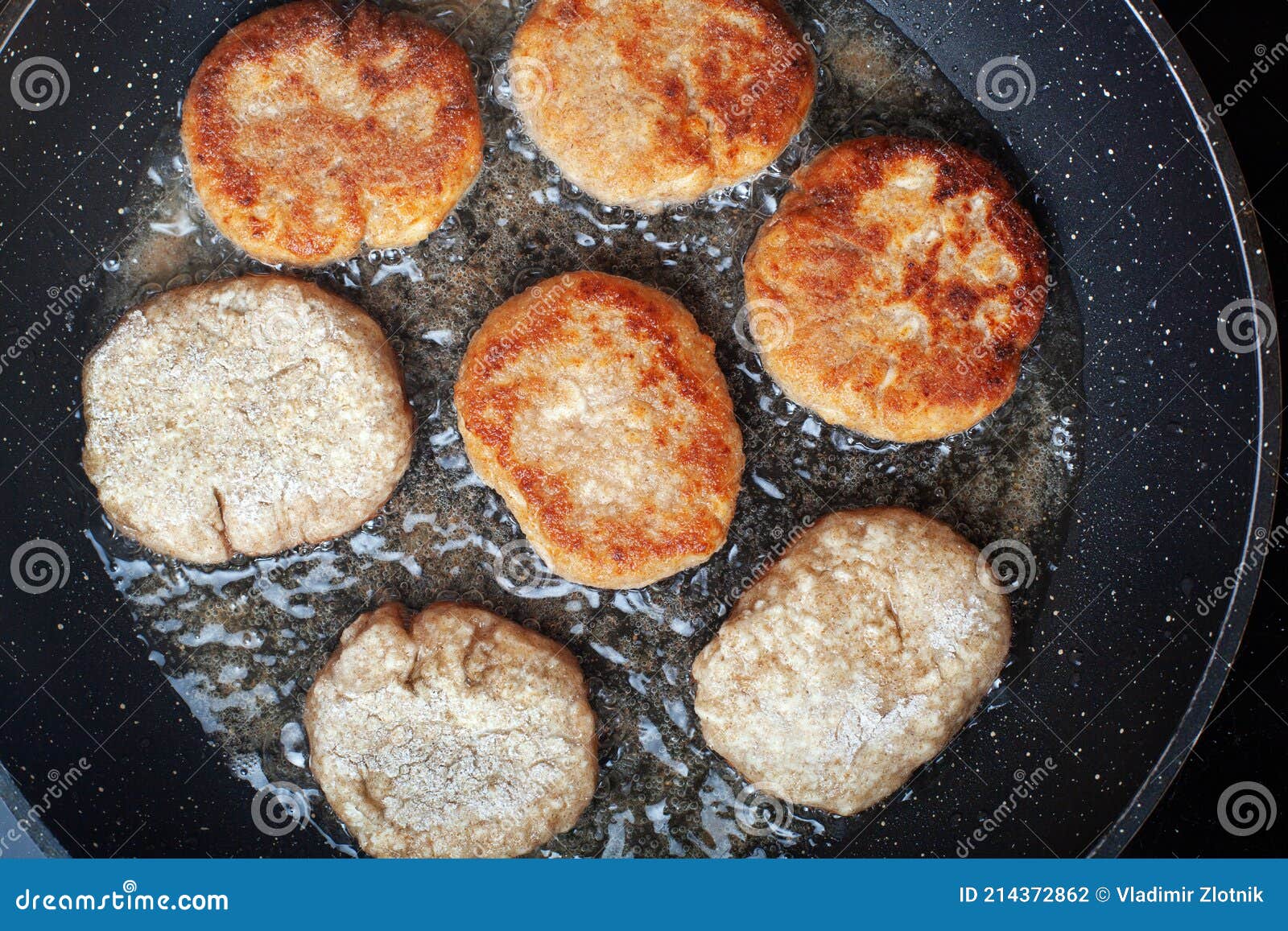 Minced Beef Cutlets are Fried in a Pan Closeup Stock Photo Image of