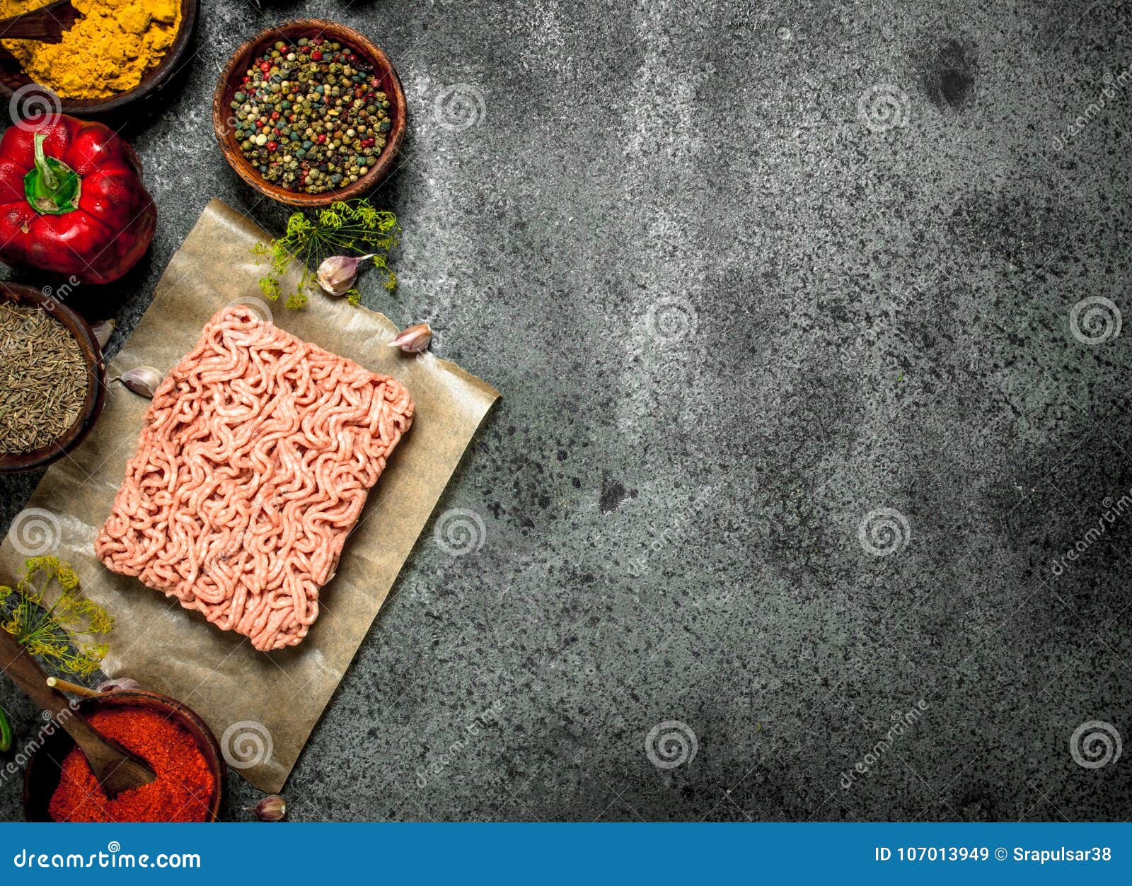 Minced Beef with Various Spices and Herbs. Stock Image - Image of farce