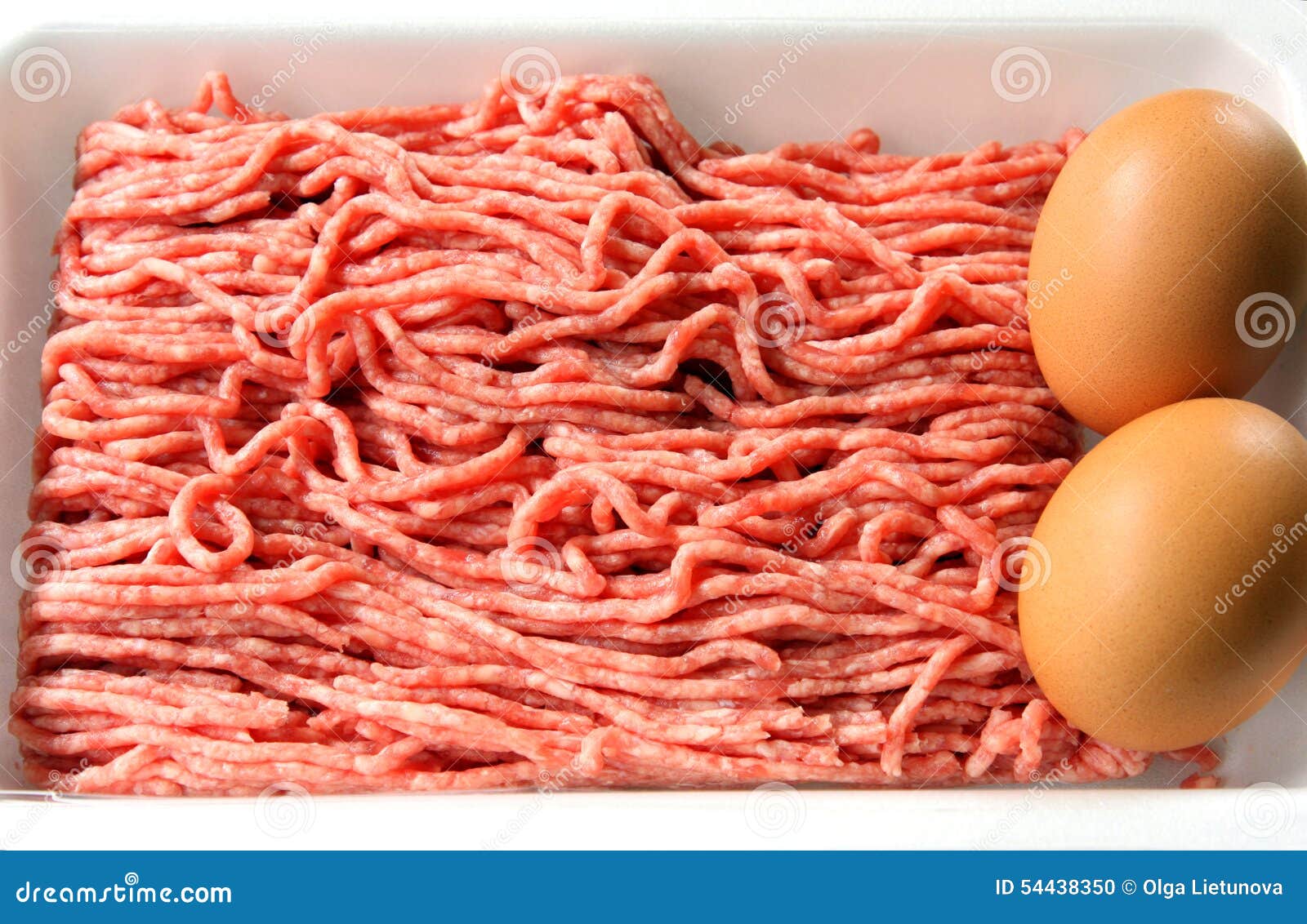 Minced Meat and Eggs in Bowl Stock Photo Image of beef, meat 54438350