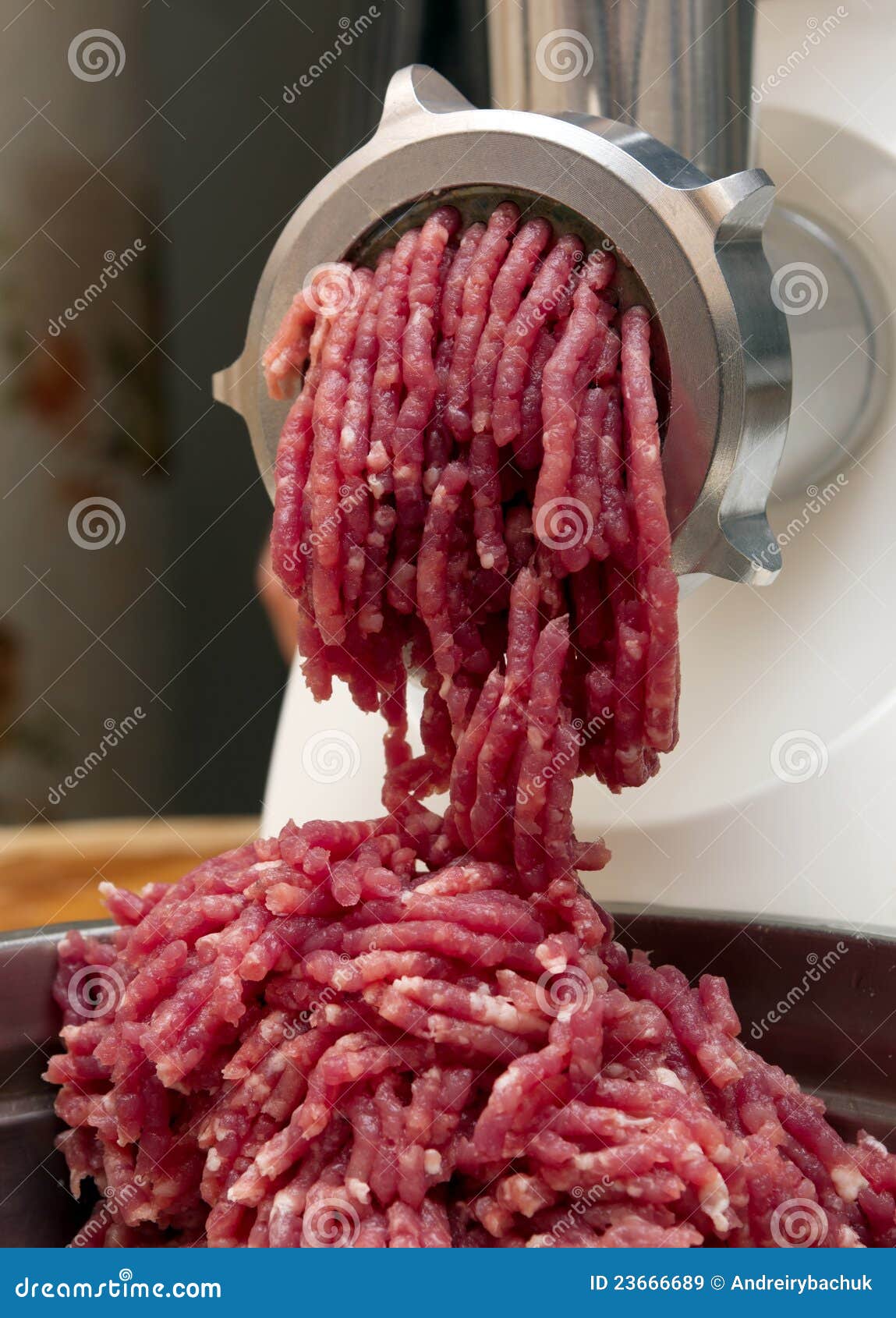minced meat in grinder