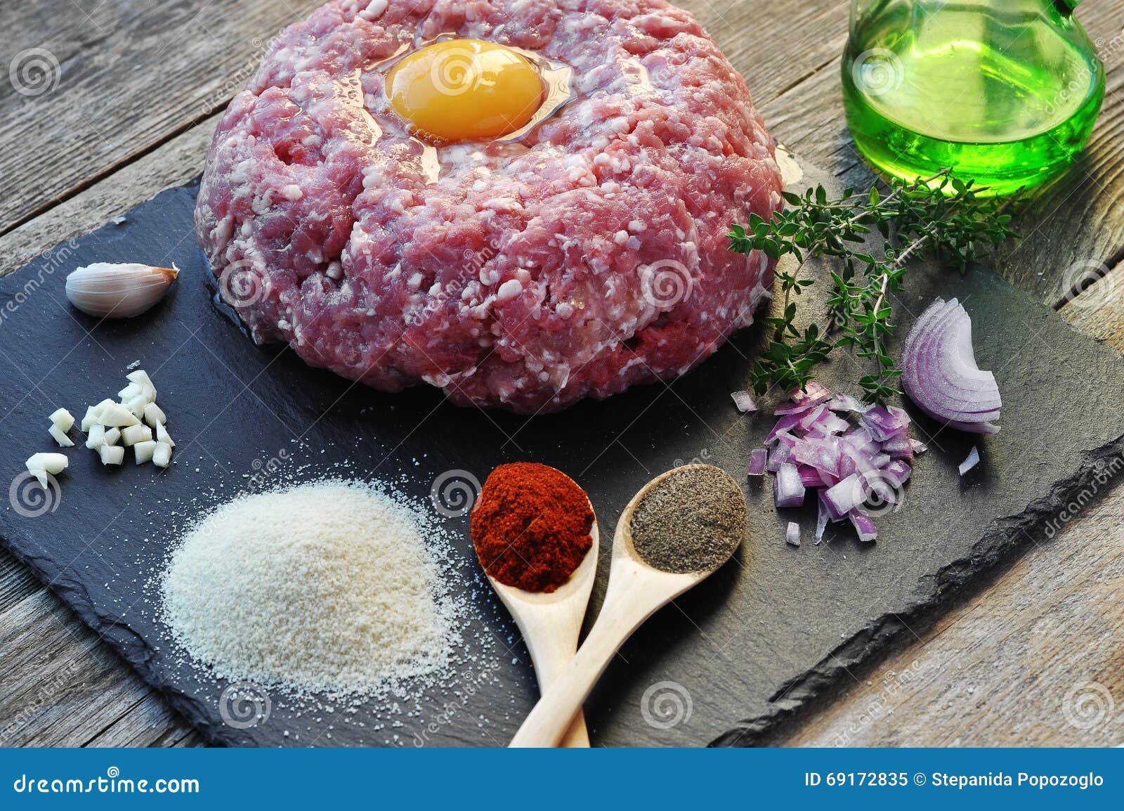 Minced Meat with Spices, Egg and Bread Crumbs. Stock Image Image of pork, breadcrumbs 69172835
