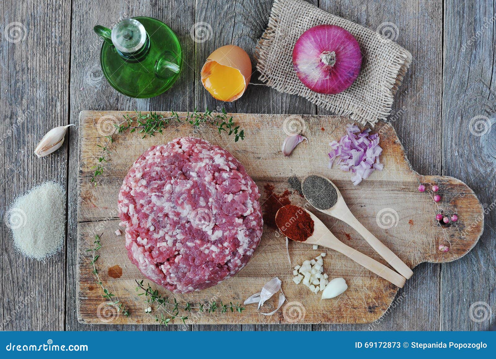 Minced Meat with Spices, Egg and Bread Crumbs. Stock Image Image of spices, close 69172873