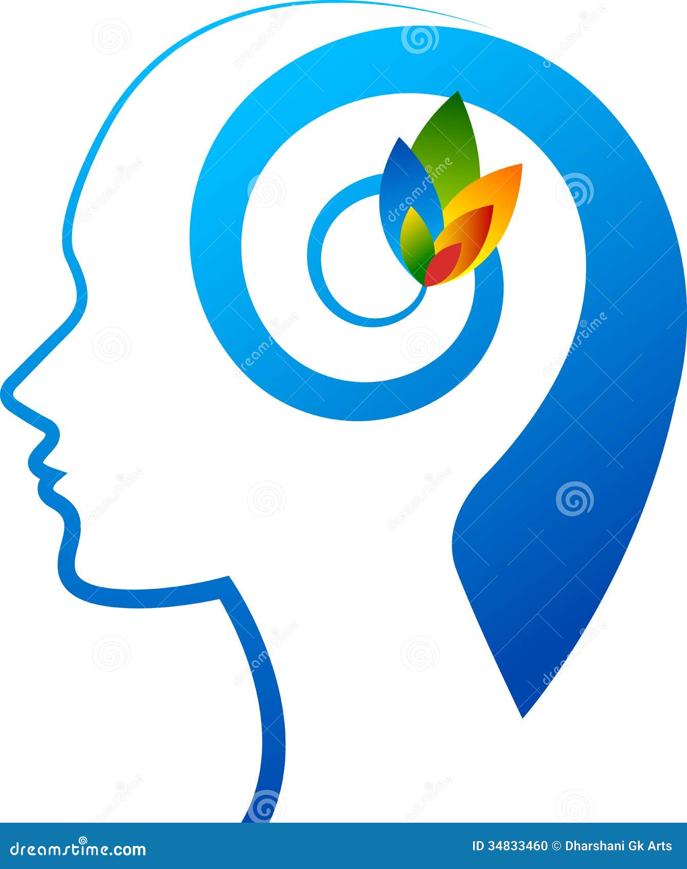 Illustration art of a mind flower logo with isolated background.