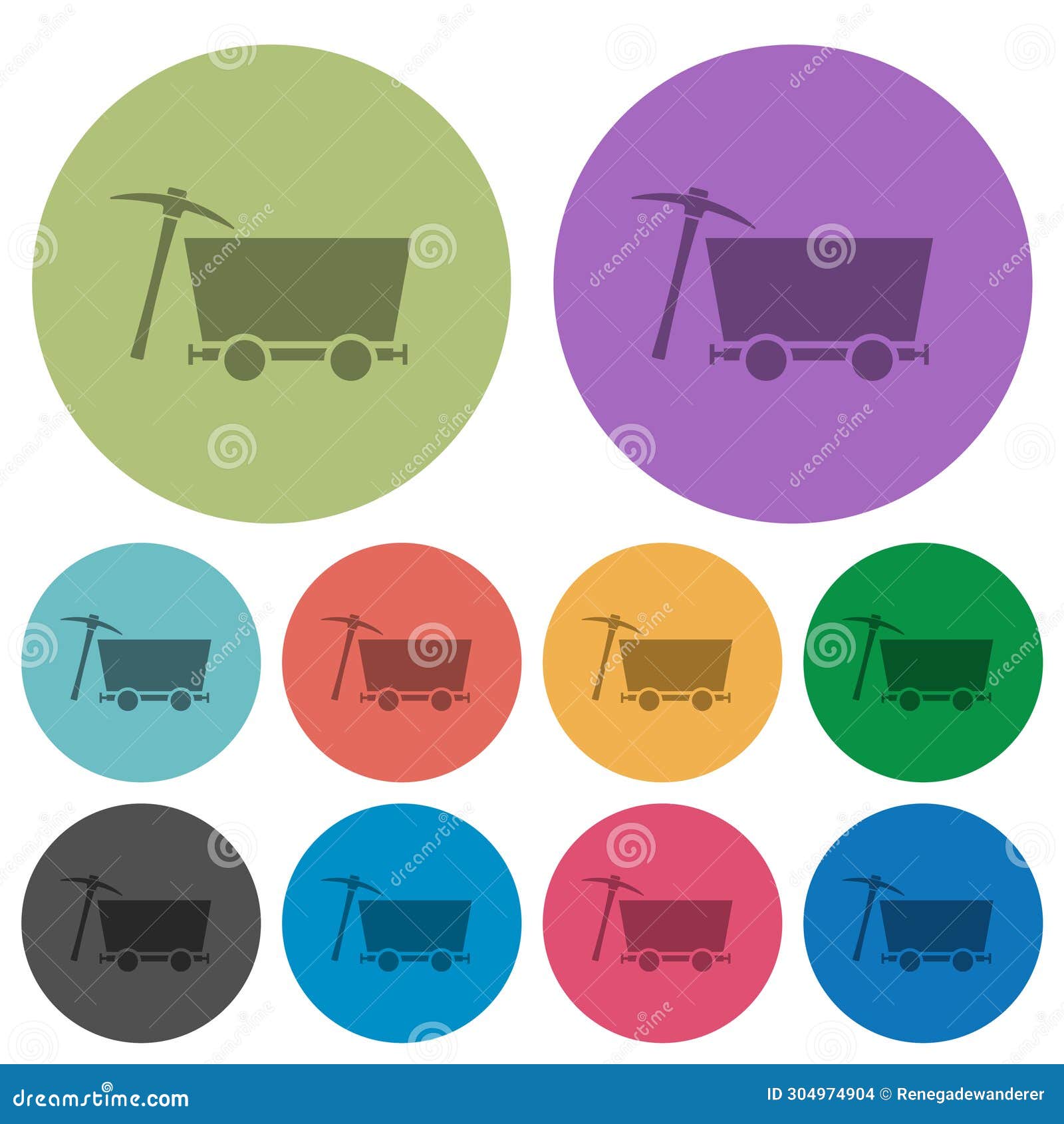 mine cart and pickaxe color darker flat icons