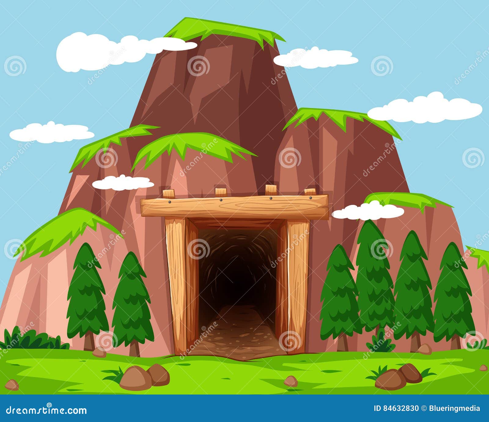 Mine Entrance at the Mountain Stock Vector - Illustration of scene ...