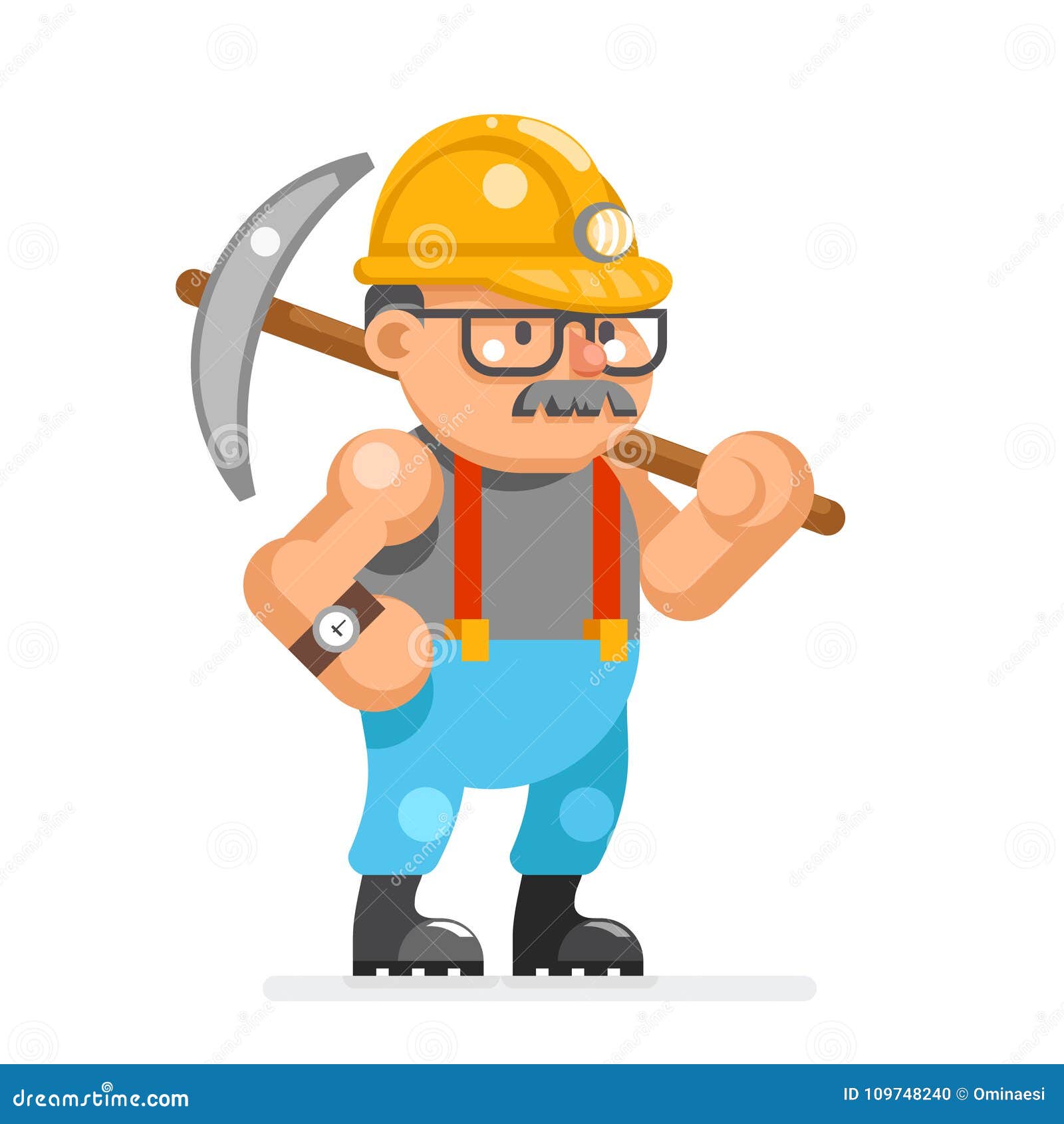 miner collier man pitman character cartoon mine-worker  flat   