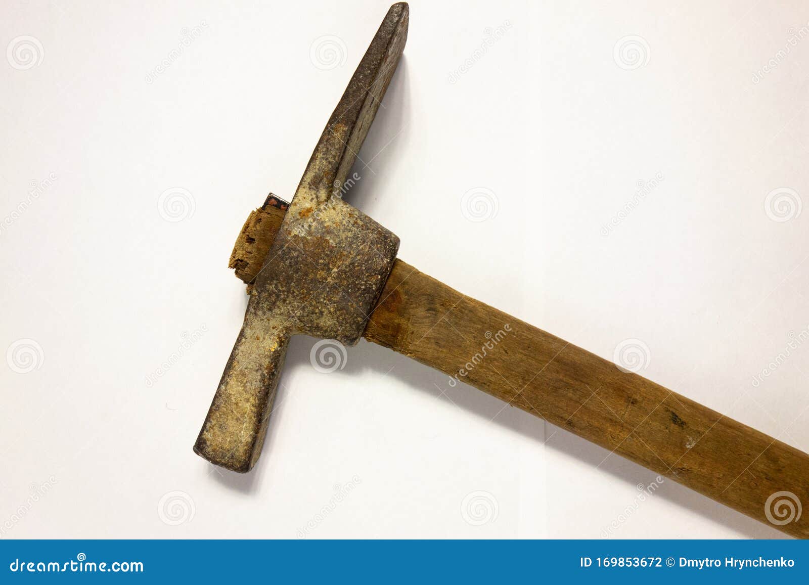 Miner Hammer Like Pickaxe or Mattock on White Isolated Background