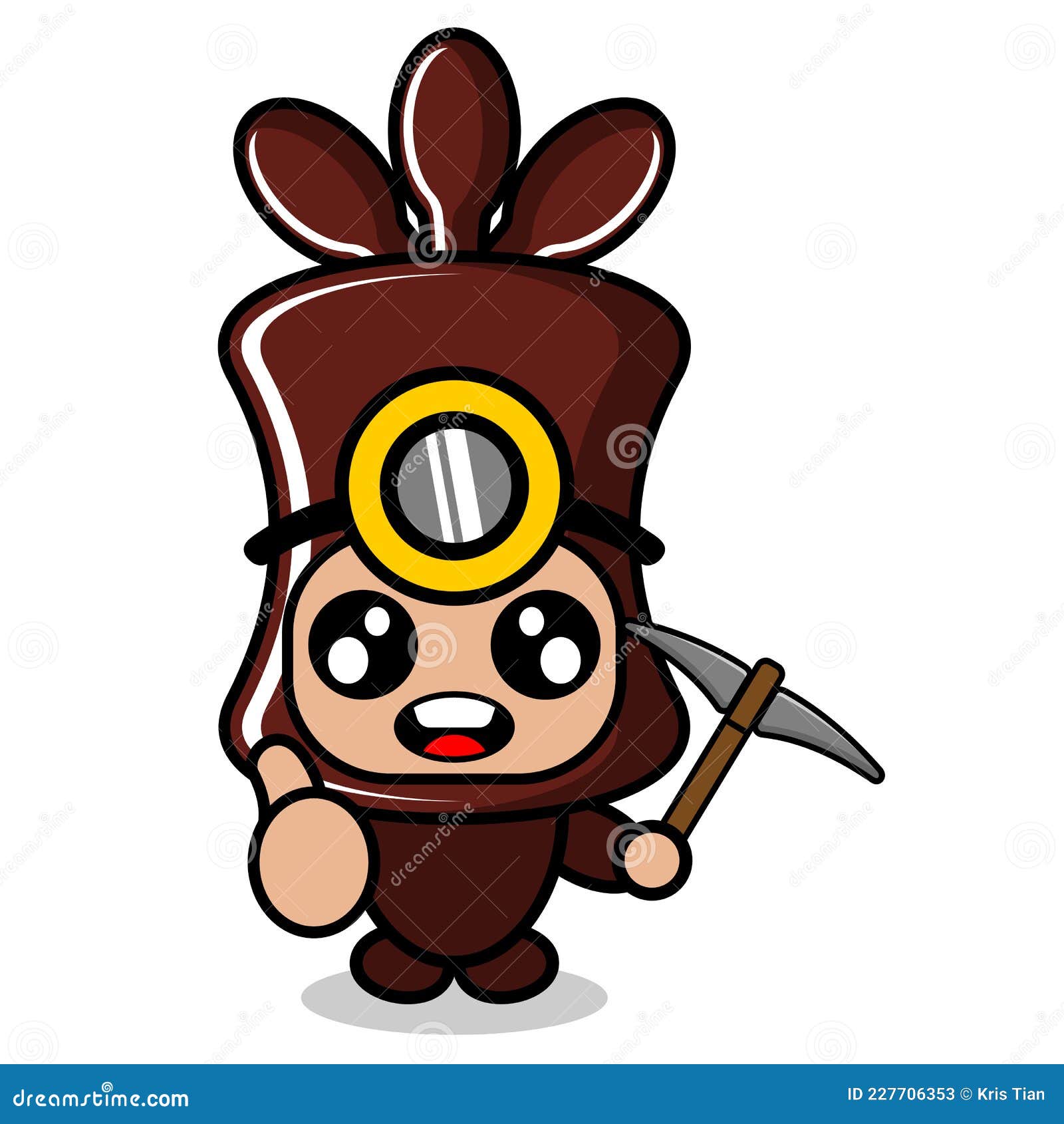 Miner Mascot Costume Chocolate Candy Roll Stock Vector - Illustration ...