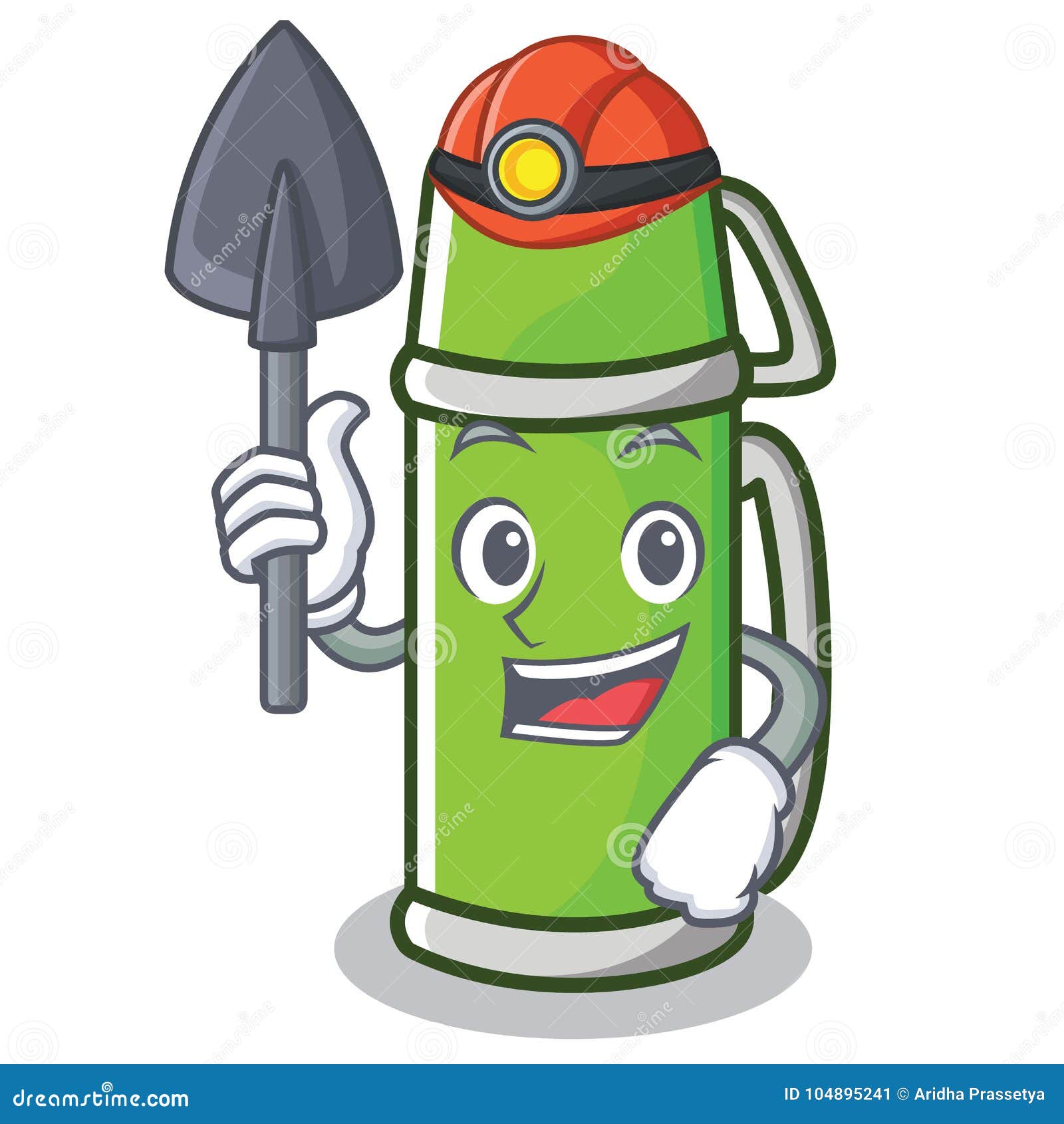 Miner Thermos Character Cartoon Style Stock Vector - Illustration of ...