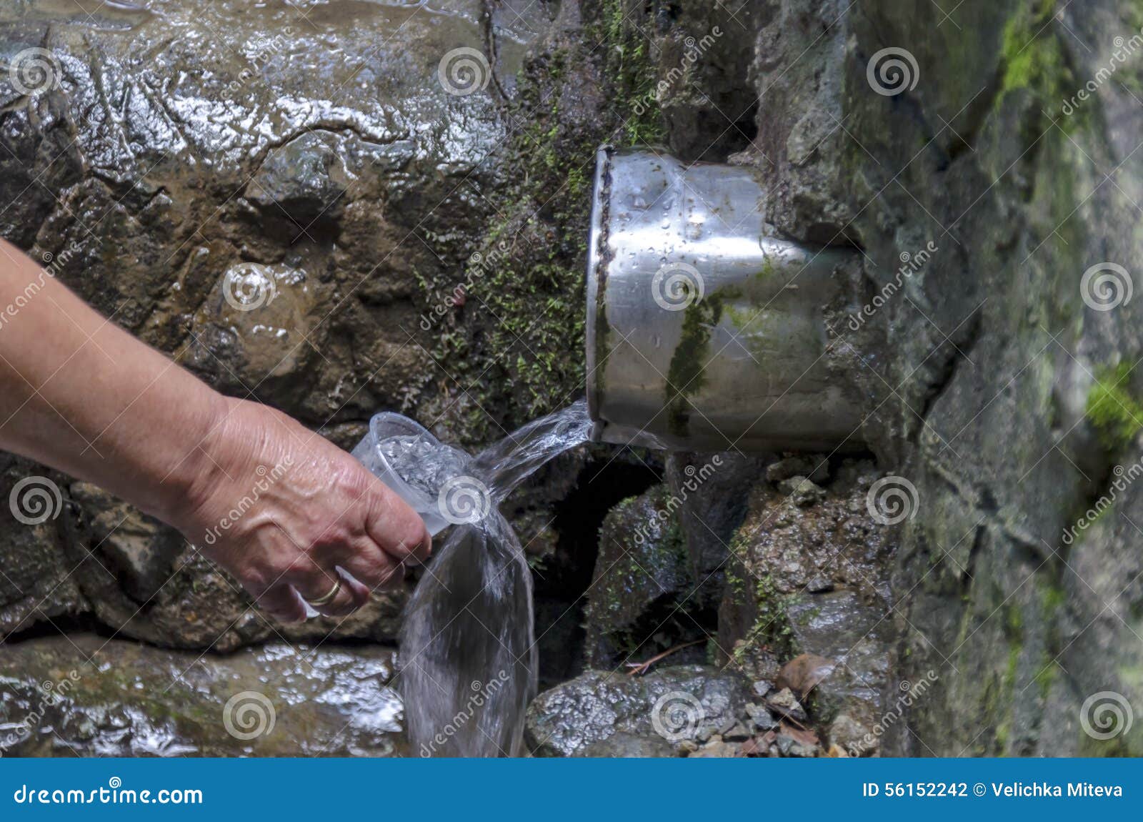 Mineral Spring in Vitosha Mountain, Adjusted for Use Stock Photo