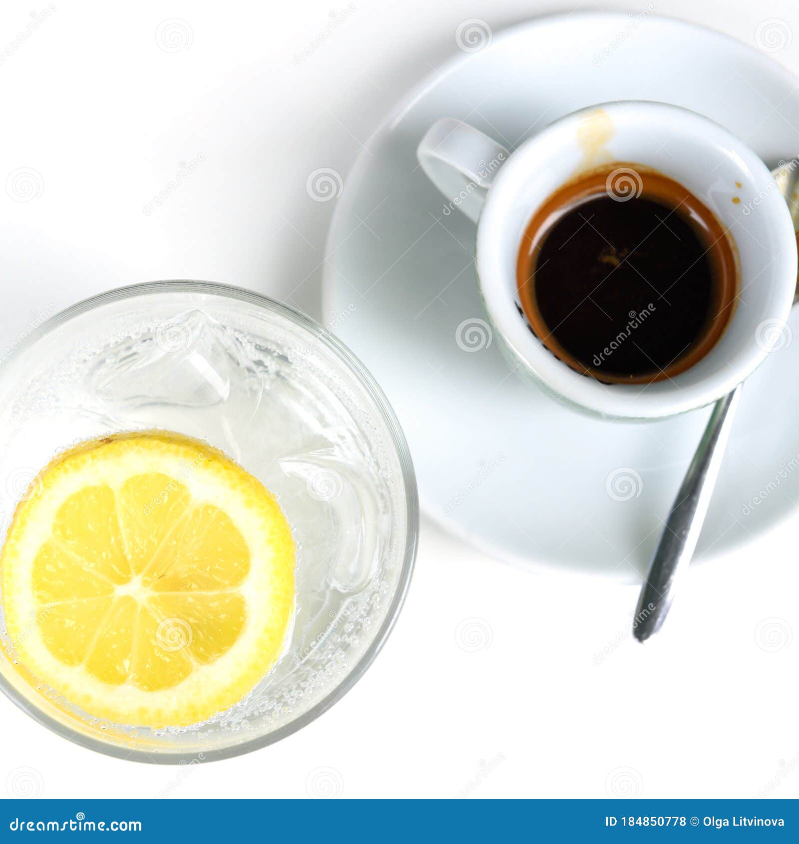 Water in the Glass with Coffee Stock Photo Image of freshly, closeup