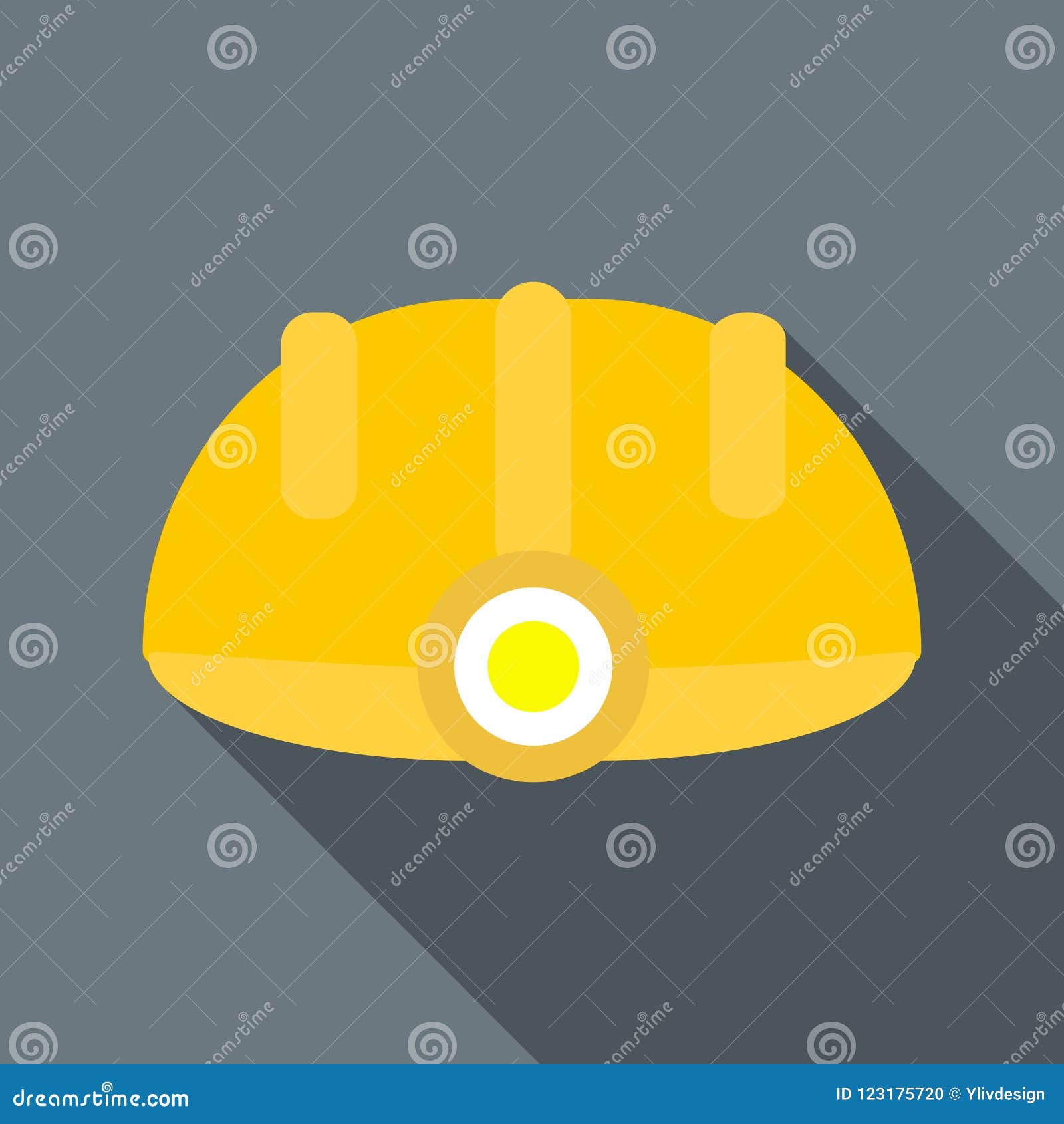 Miners Helmet Icon In Flat Style Stock Illustration Illustration Of