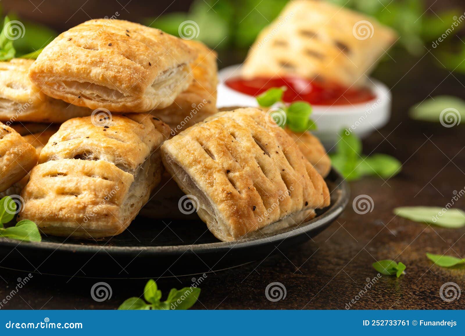 Mini Beef Patties with Vegetables and Red Wine Wrapped in Puff Pastry Stock Image Image of