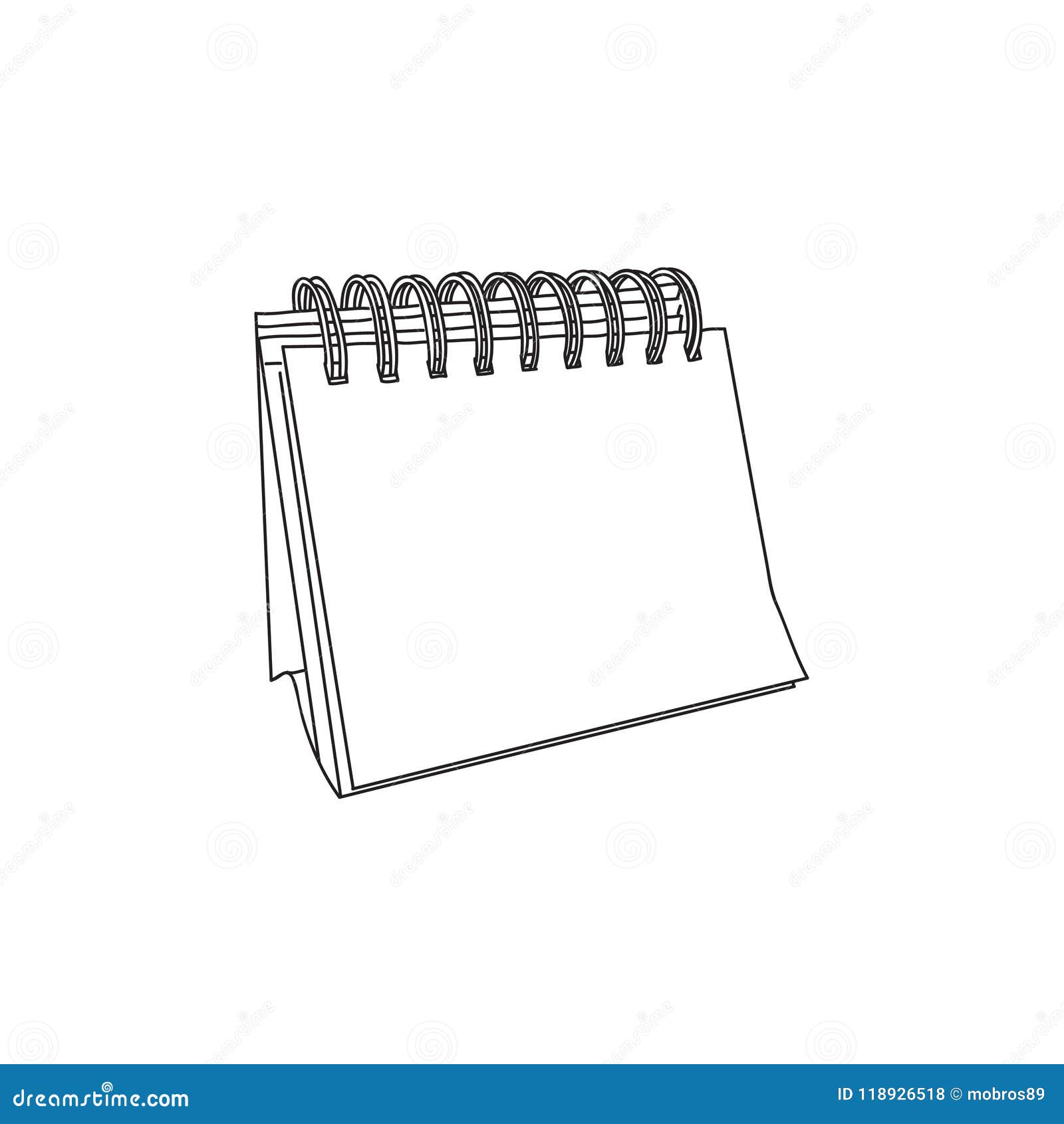 Mini Blank Calendar in Black Line Art Stock Vector Illustration of
