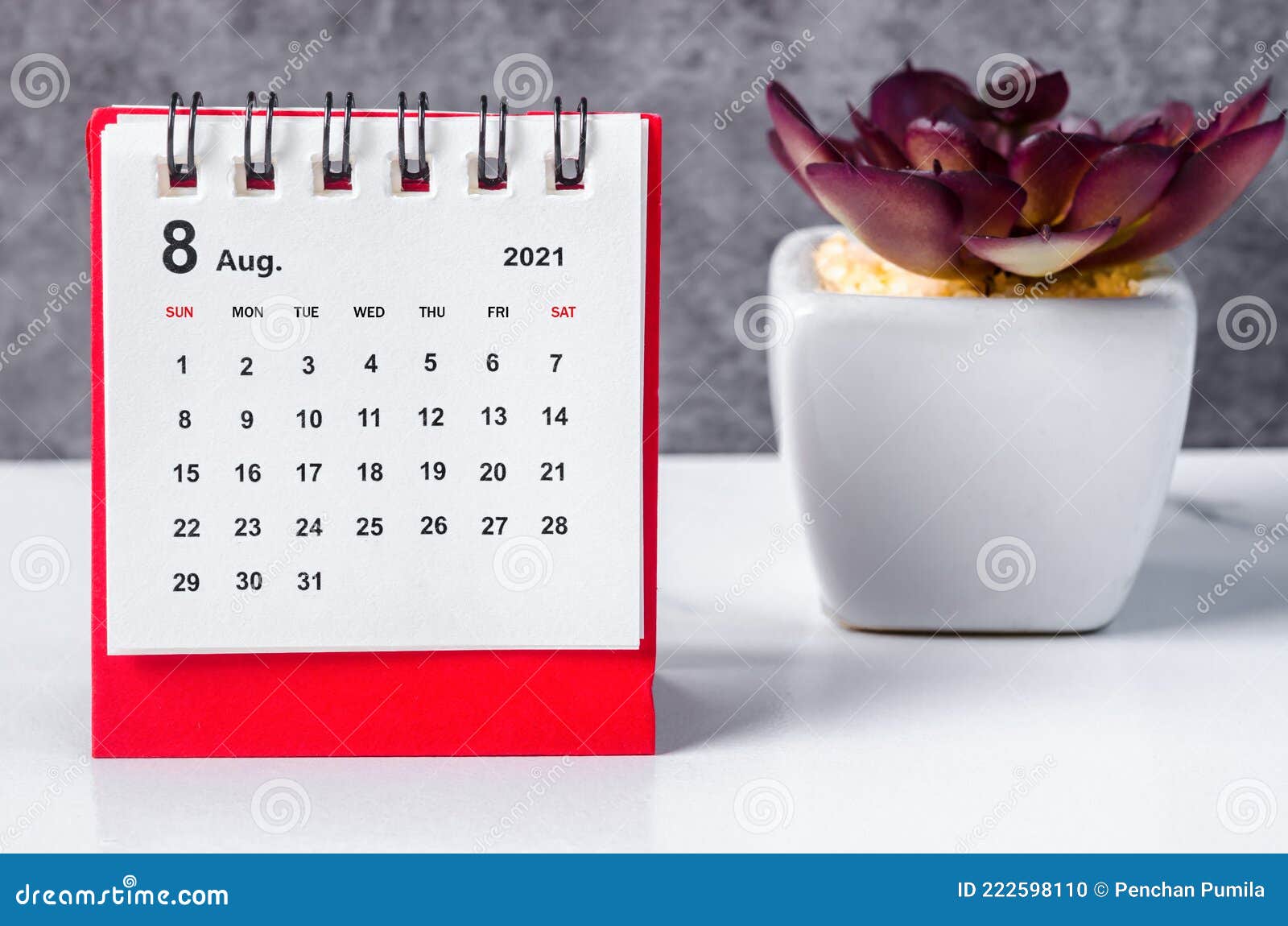 Mini Calendar August 2021 stock photo. Image of minimal 222598110