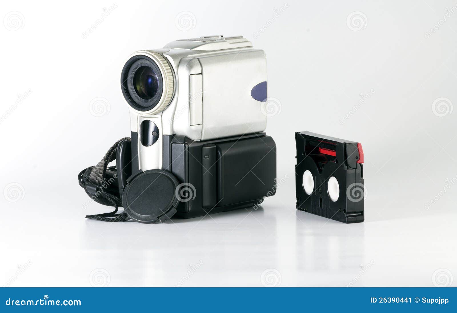 Mini camcorder with tape stock image. Image of device 26390441