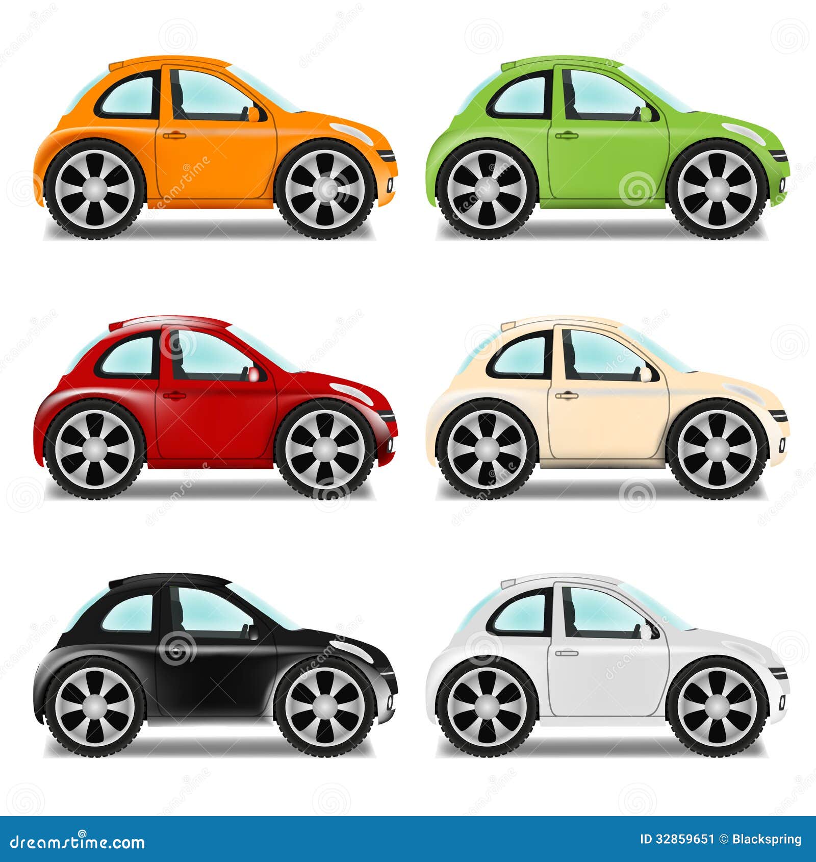 Mini Car with Big Wheels, Six Colors Stock Vector Illustration of isolated, orange 32859651