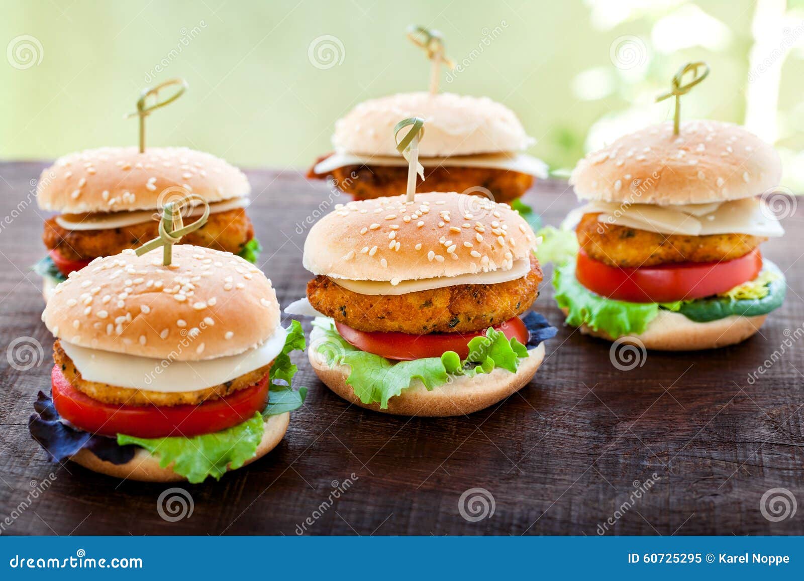 Mini Chicken Burgers on Wooden Table. Stock Image Image of gastronomy