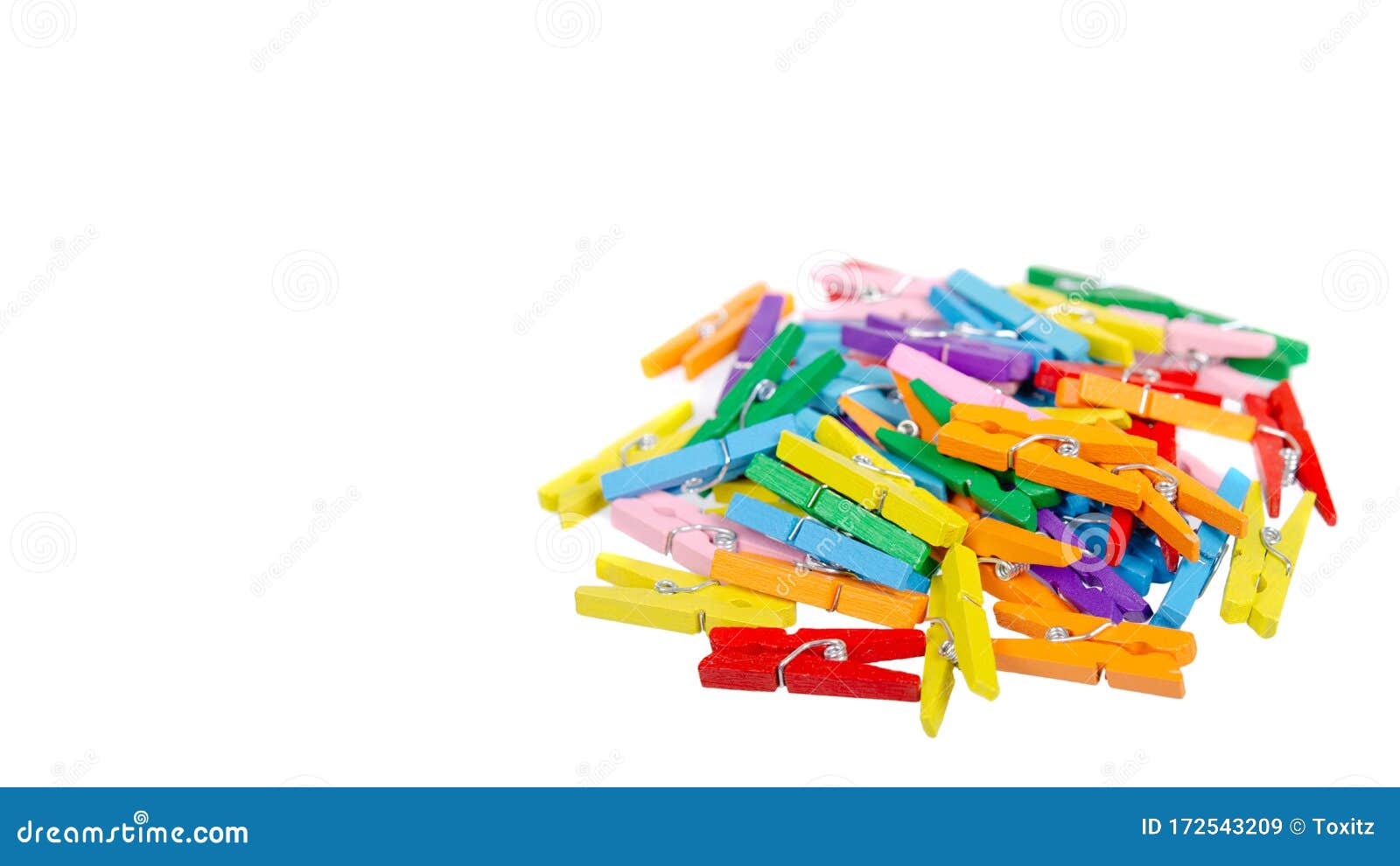 Mini Colored Clothespins. Isolated on White Background Stock Image