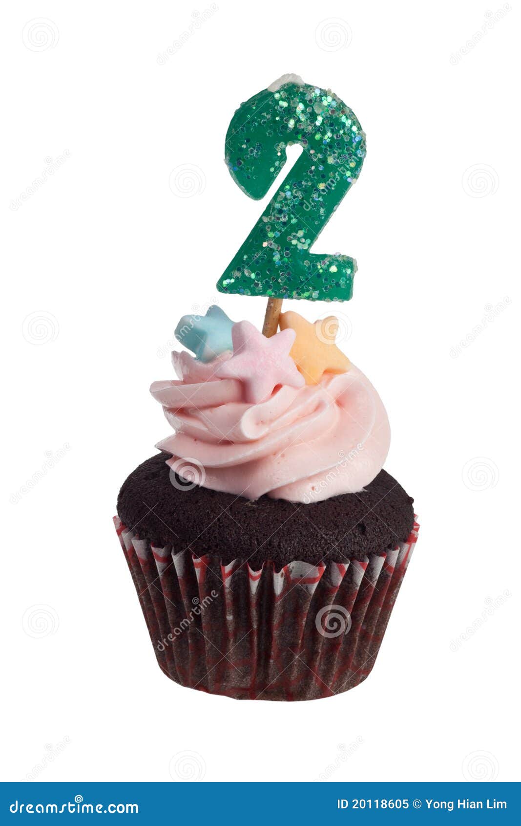 Mini Cupcake With Birthday Candle For Two Year Old Royalty Free Stock