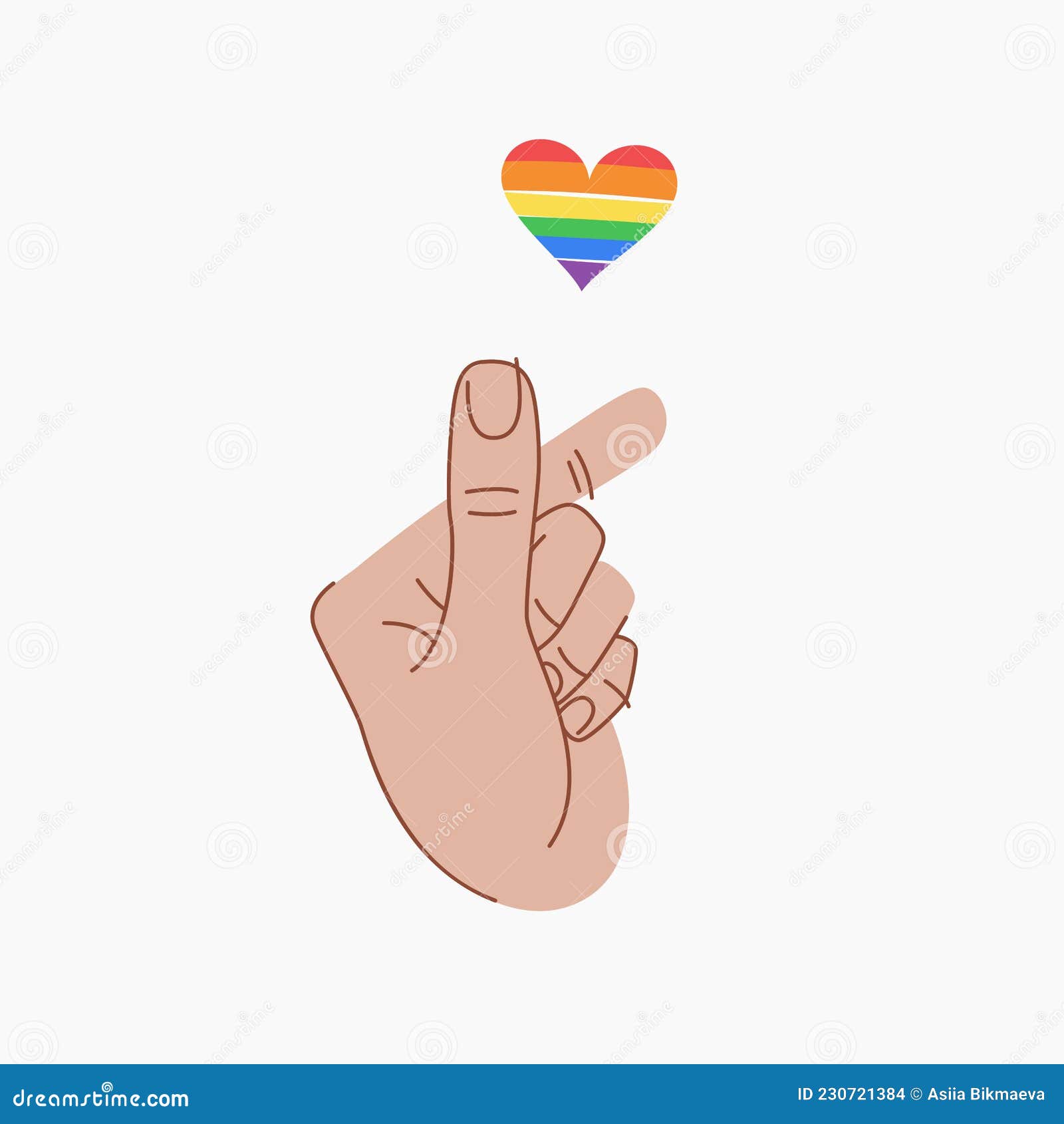 Mini Doigt Signe De Coeur Avec Coeur Dans Les Couleurs Lgbt. Les