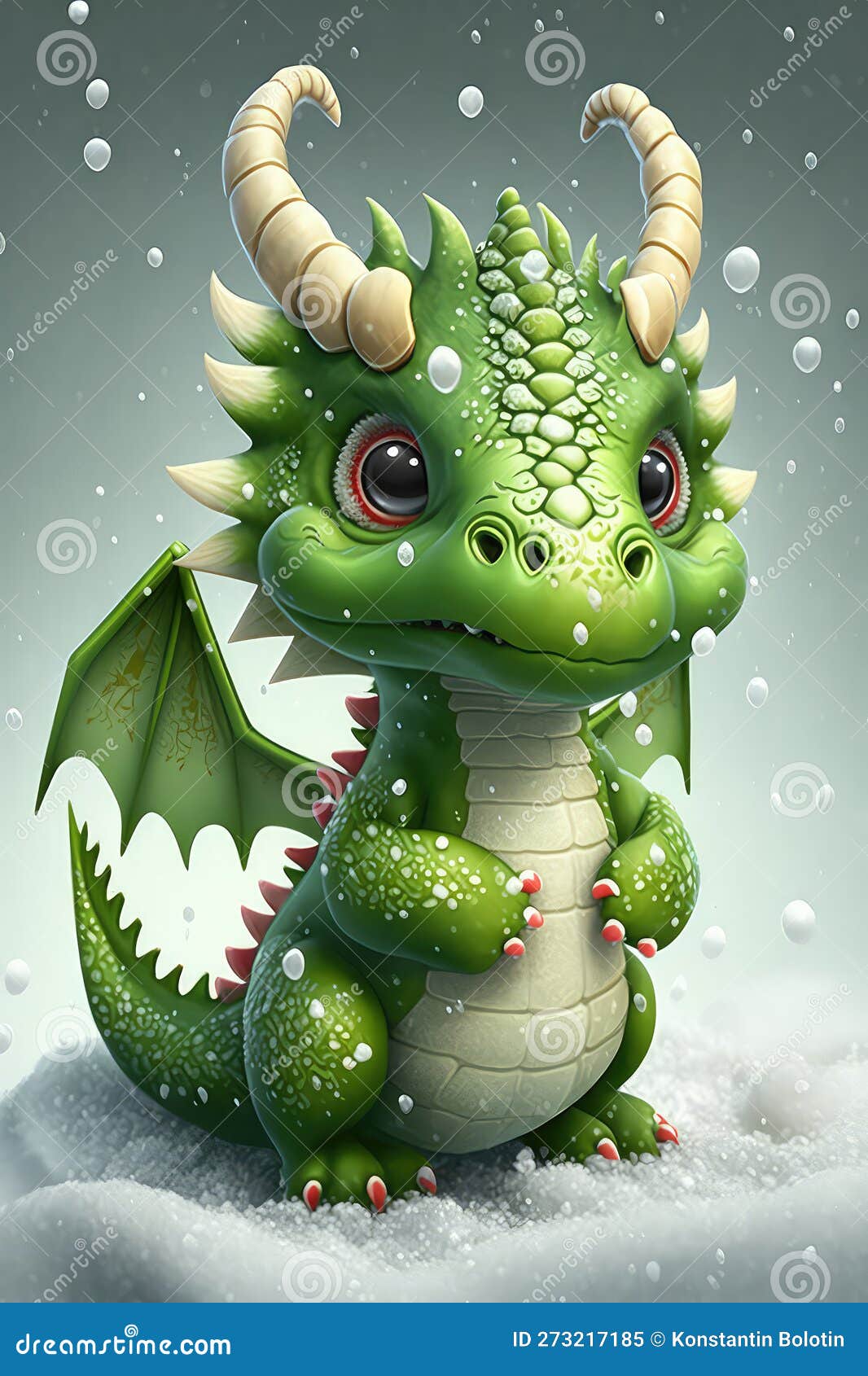 Mini Dragão Com Chifres Brancos Na Neve Assiste a Queda De Flocos De Neve  Durante Os Dragões Ano Novo, O Gerador Ai Ilustração Stock - Ilustração de  inverno, verde: 273217185