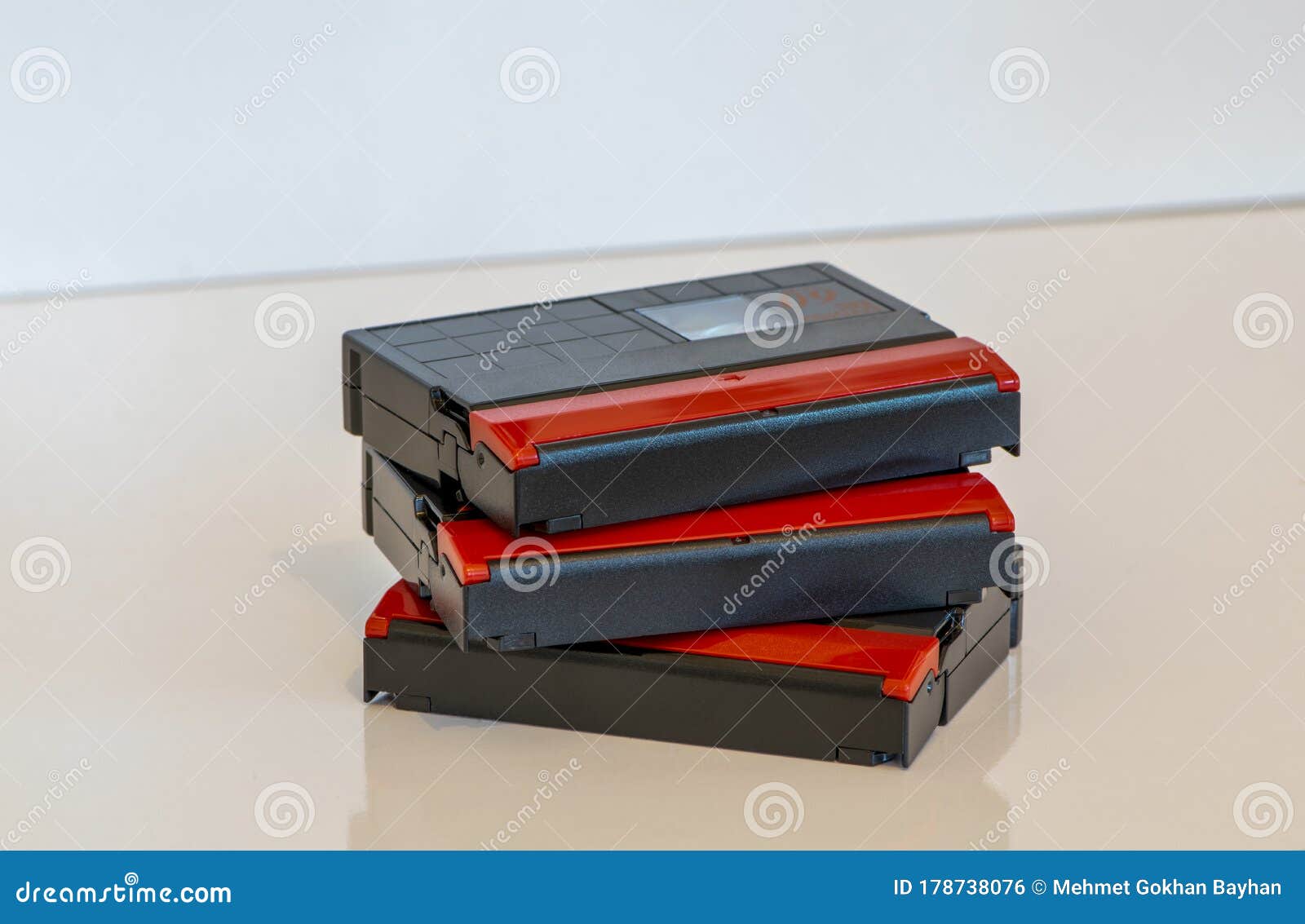 Mini DV Tapes, Stacked and Isolated. Old Video Recording Medium