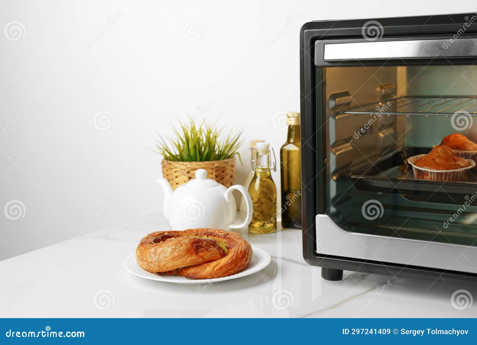 Mini Electric Oven with Baked Cakes Inside Stock Image Image of sweet