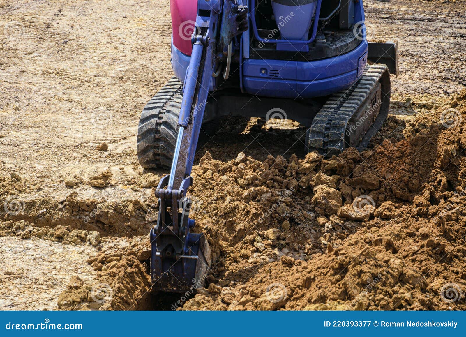 Mini Excavator Digging in Trench for the Foundation Stock Image Image