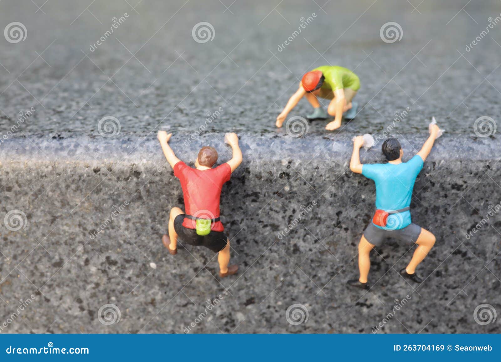 Miniature Figure Figure Hikers Climbing on Mountain Stock Image Image
