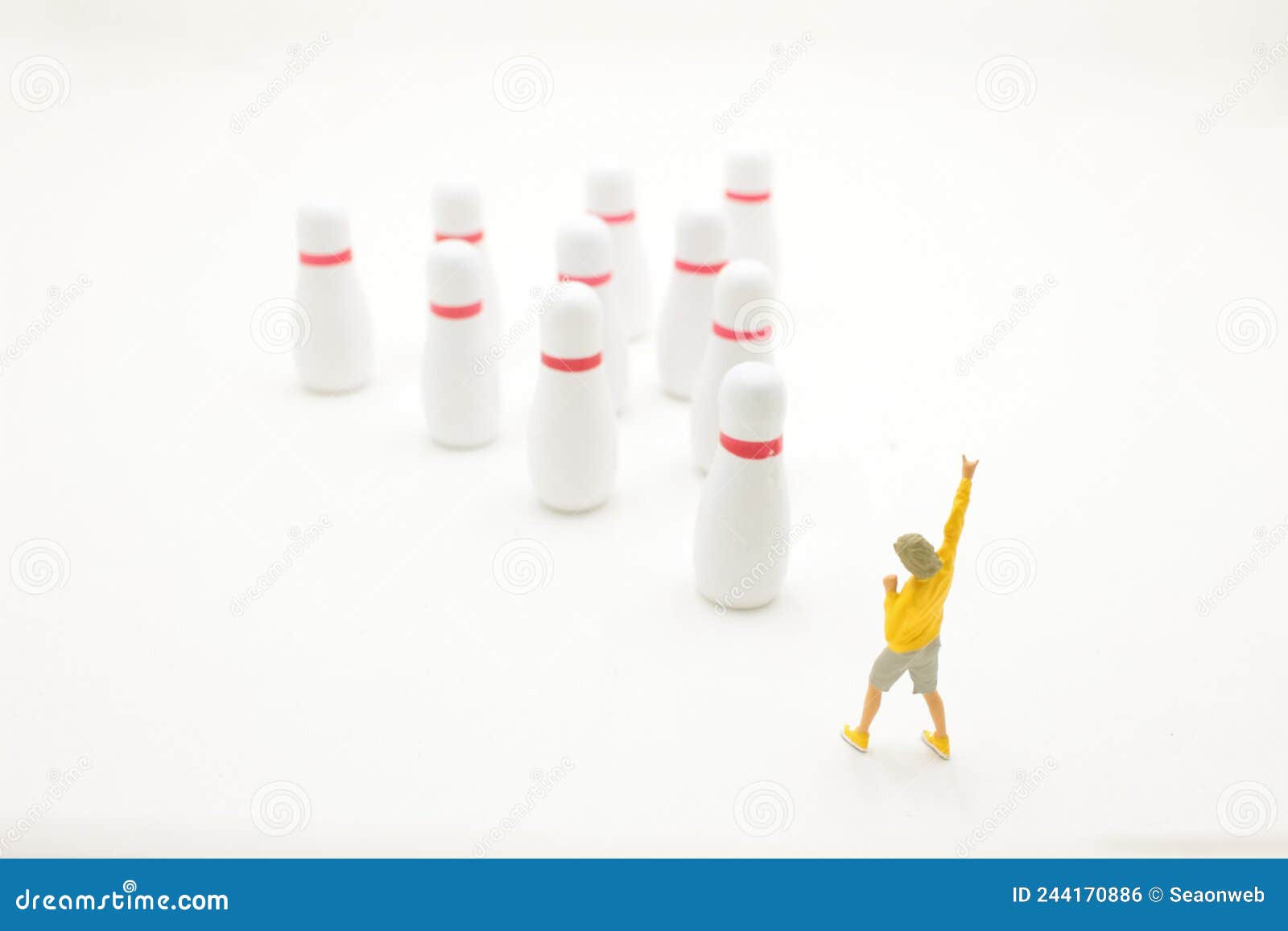 A Mini of Figure, Play the Bowling Stock Photo Image of headshot